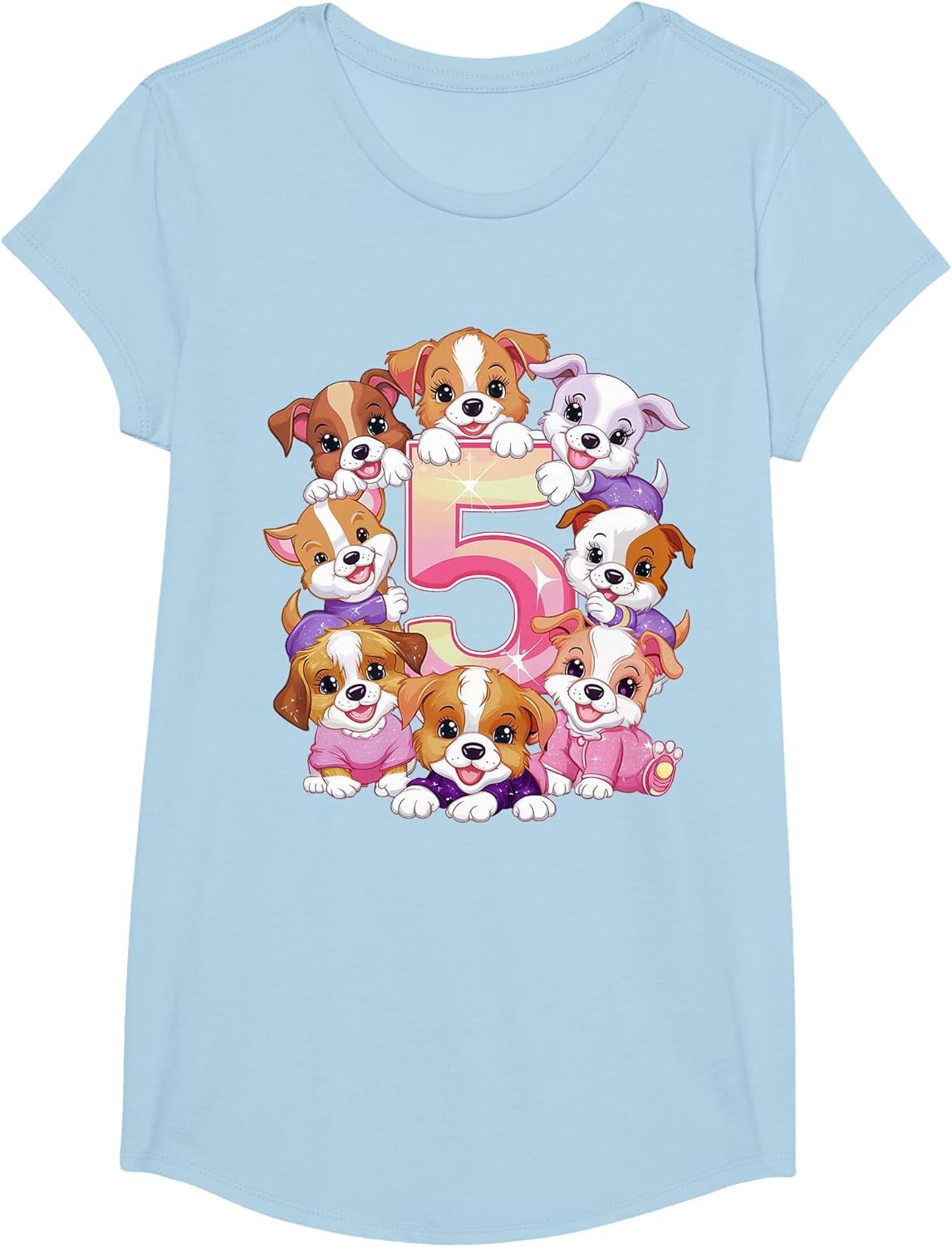 5th Birthday Dog Birthday Shirt for Girls 5 Years Puppy