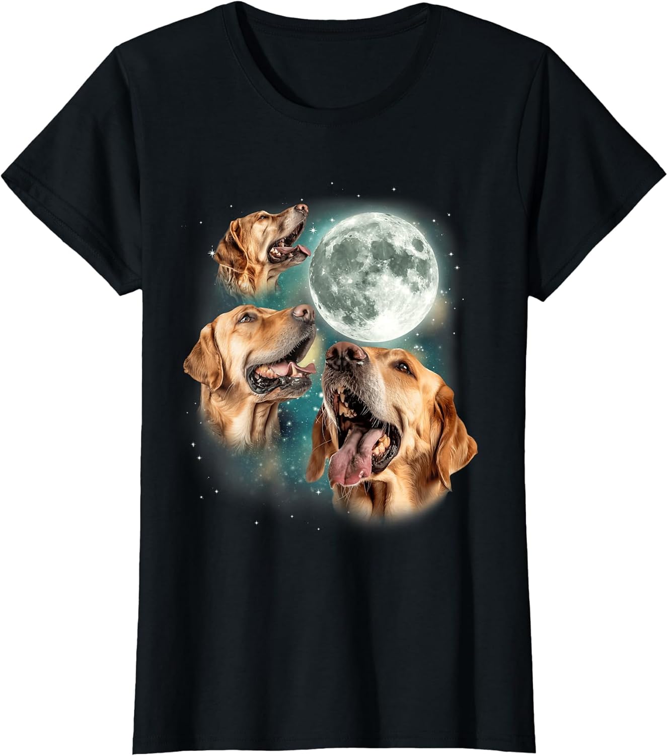 Three Golden Retriever Moon | Funny Dog Lover Canine Meme
