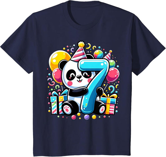 Panda 7th Birthday boy Girl 7 Years Old Seventh Seven Panda