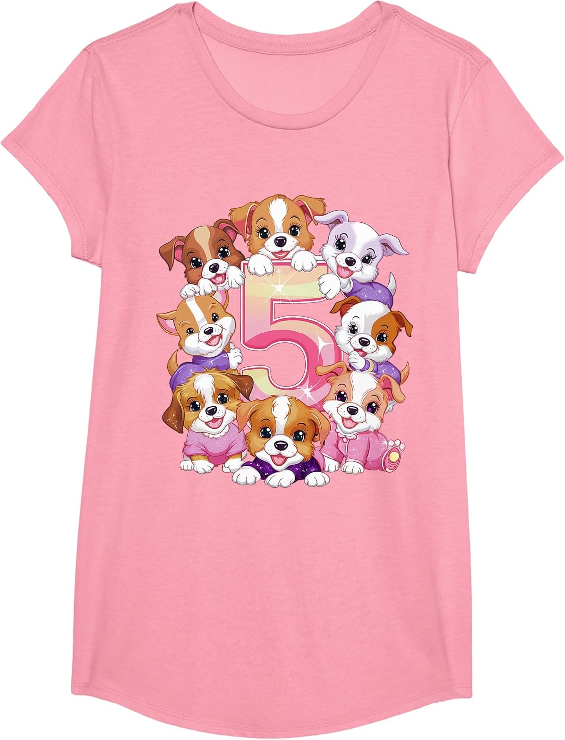 5th Birthday Dog Birthday Shirt for Girls 5 Years Puppy