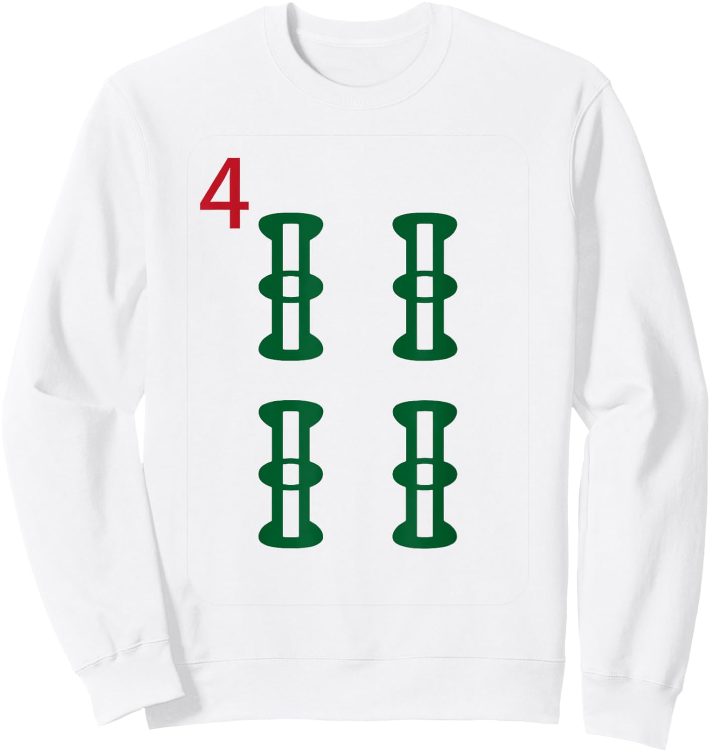 Chinese Mah Jong Bamboo Sozu Four Tile Mahjong Costume Sweatshirt - Sweatshirt | White