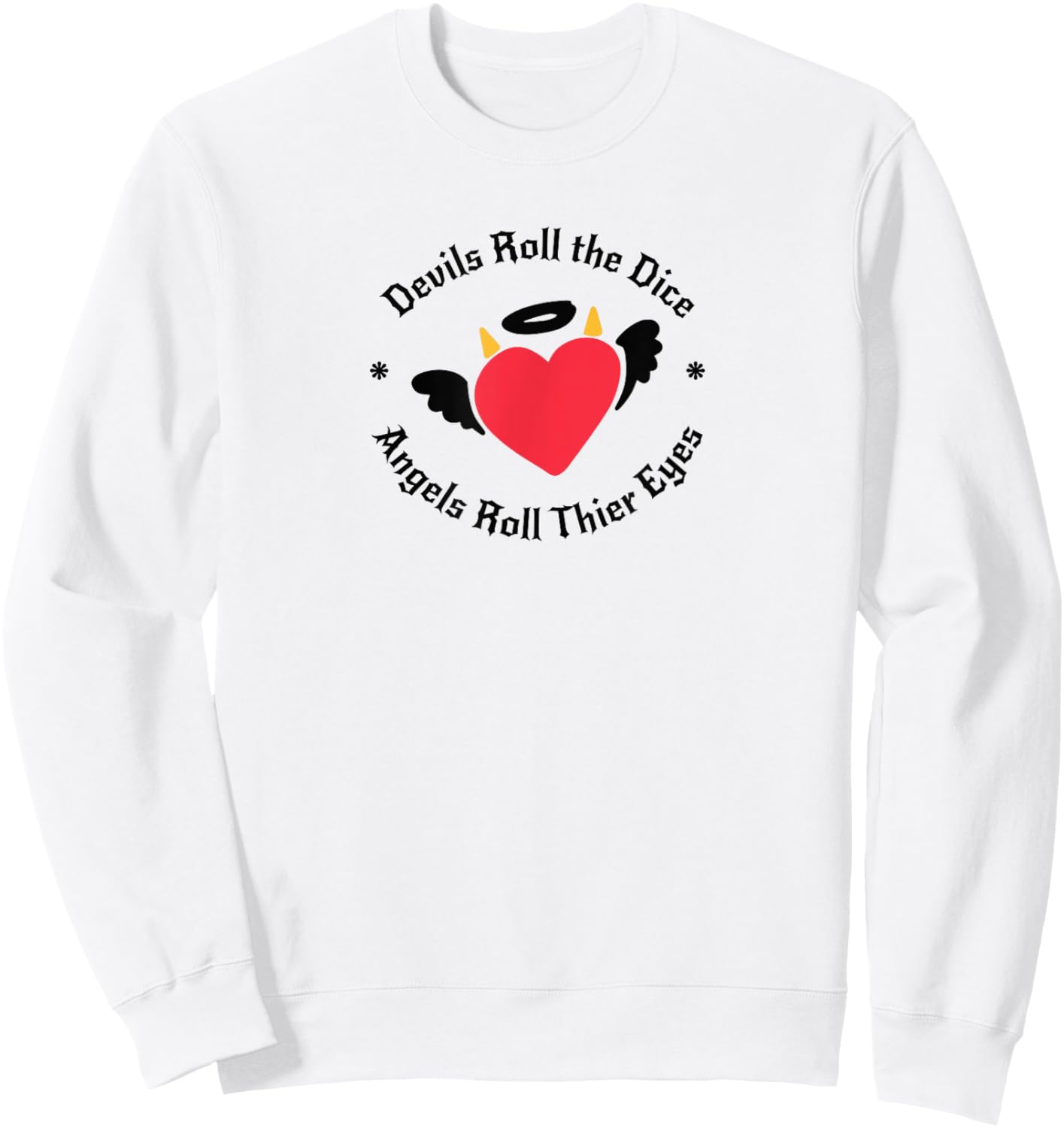 Devil Dice Quotes Halloween Doodles Devil Angel Cute Sweatshirt - Sweatshirt | White