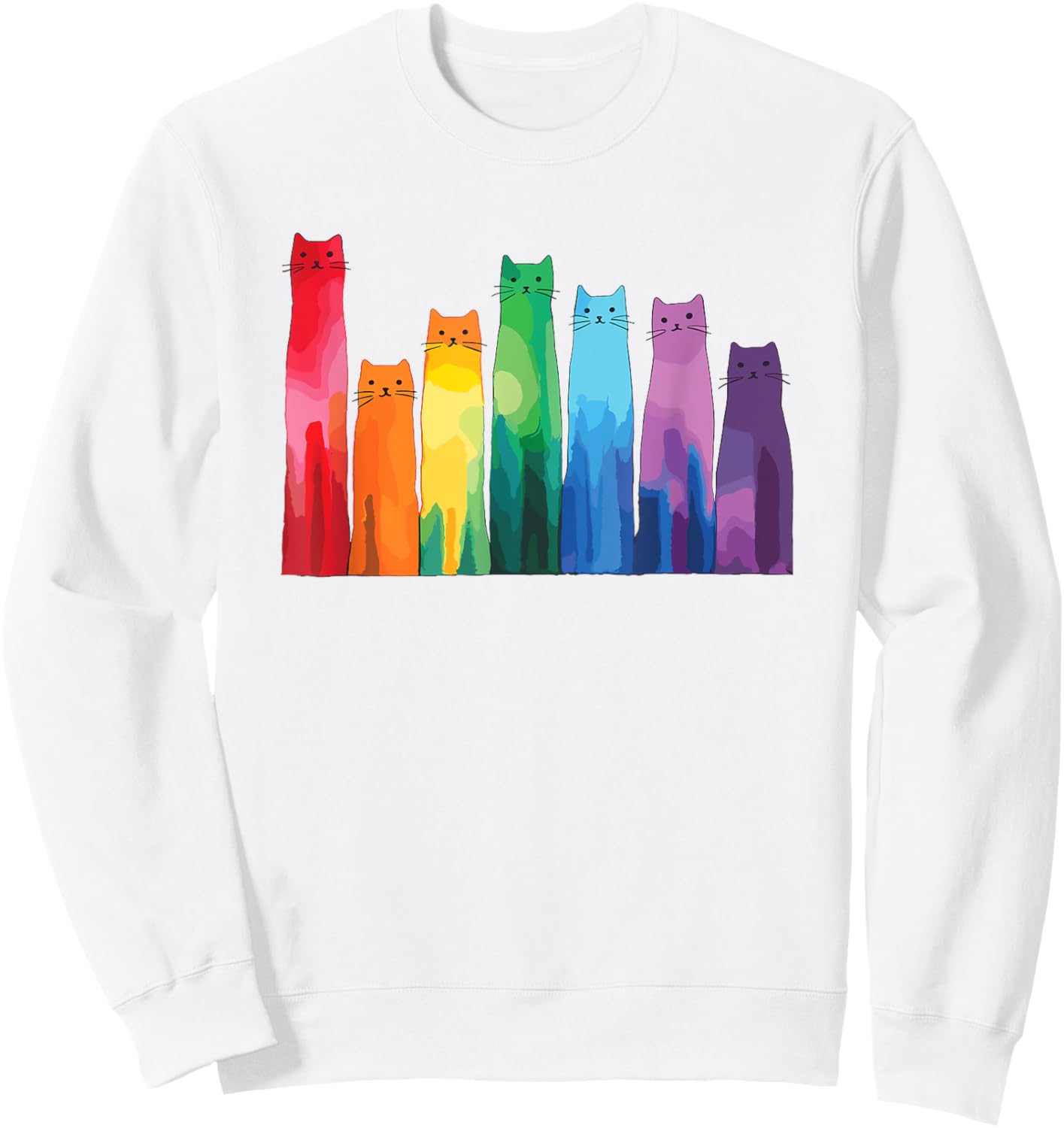 Cats Vibrant Colorful Art Rainbow Cat Lovers Sweatshirt - Sweatshirt | White