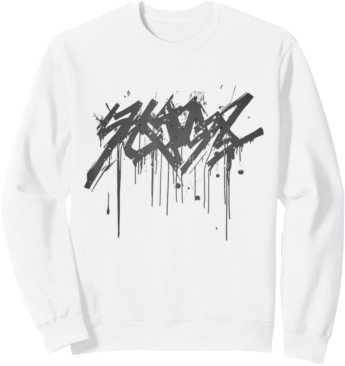 Abstract Graffiti - Black Spray Paint Graffiti Graphic Sweatshirt - Sweatshirt | White