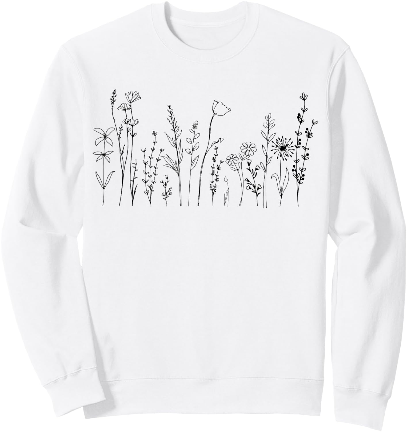 Vintage Flower Graphic Wildflower Floral Gardening Sweatshirt - Sweatshirt | White