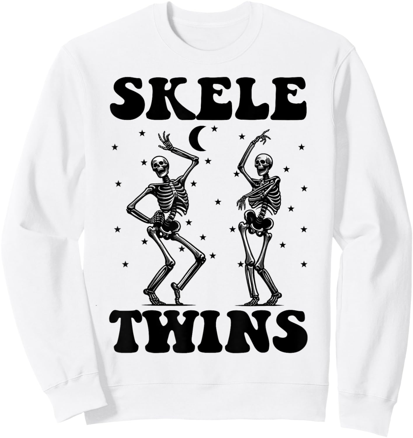 Twins Halloween Matching Skeletwins Funny Dancing Skeletons Sweatshirt - Sweatshirt | White
