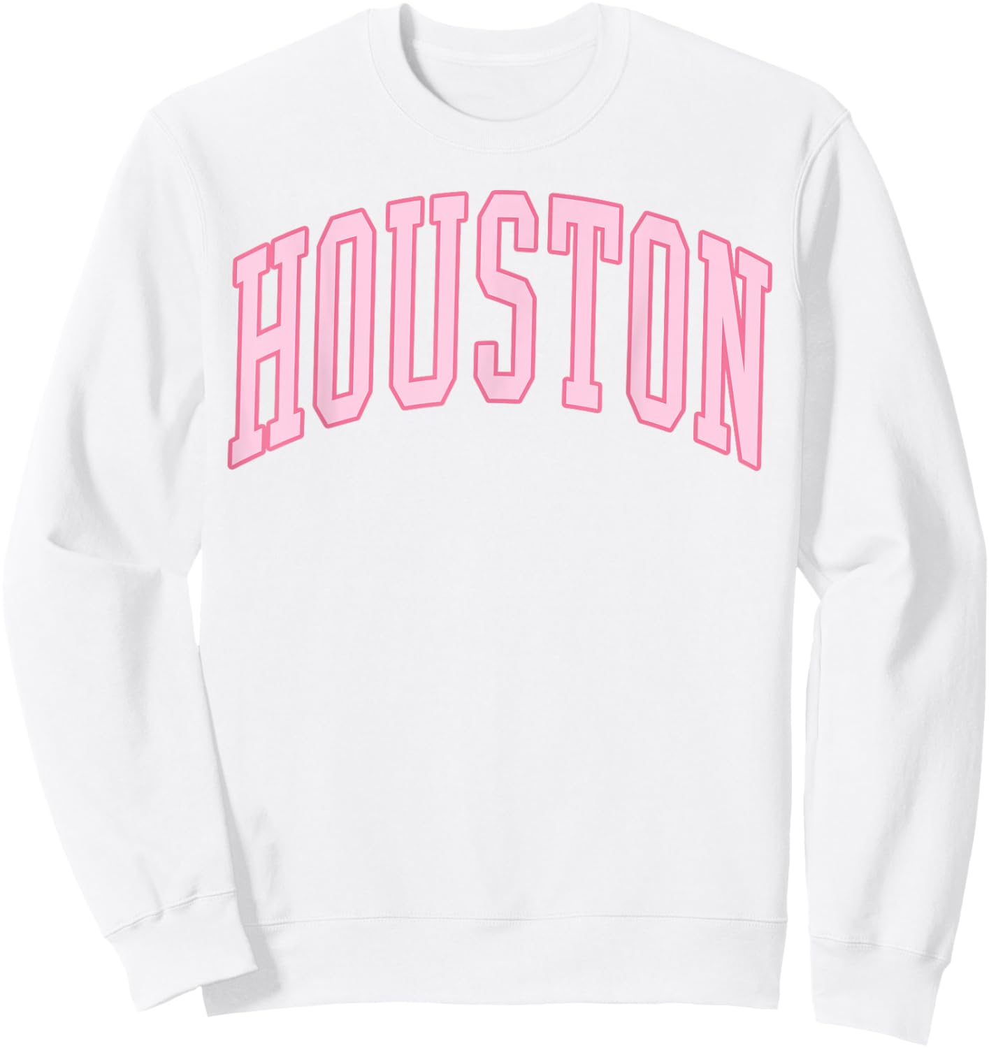 Houston Vintage Preppy Varsity Pink Sports Sweatshirt - Sweatshirt | White