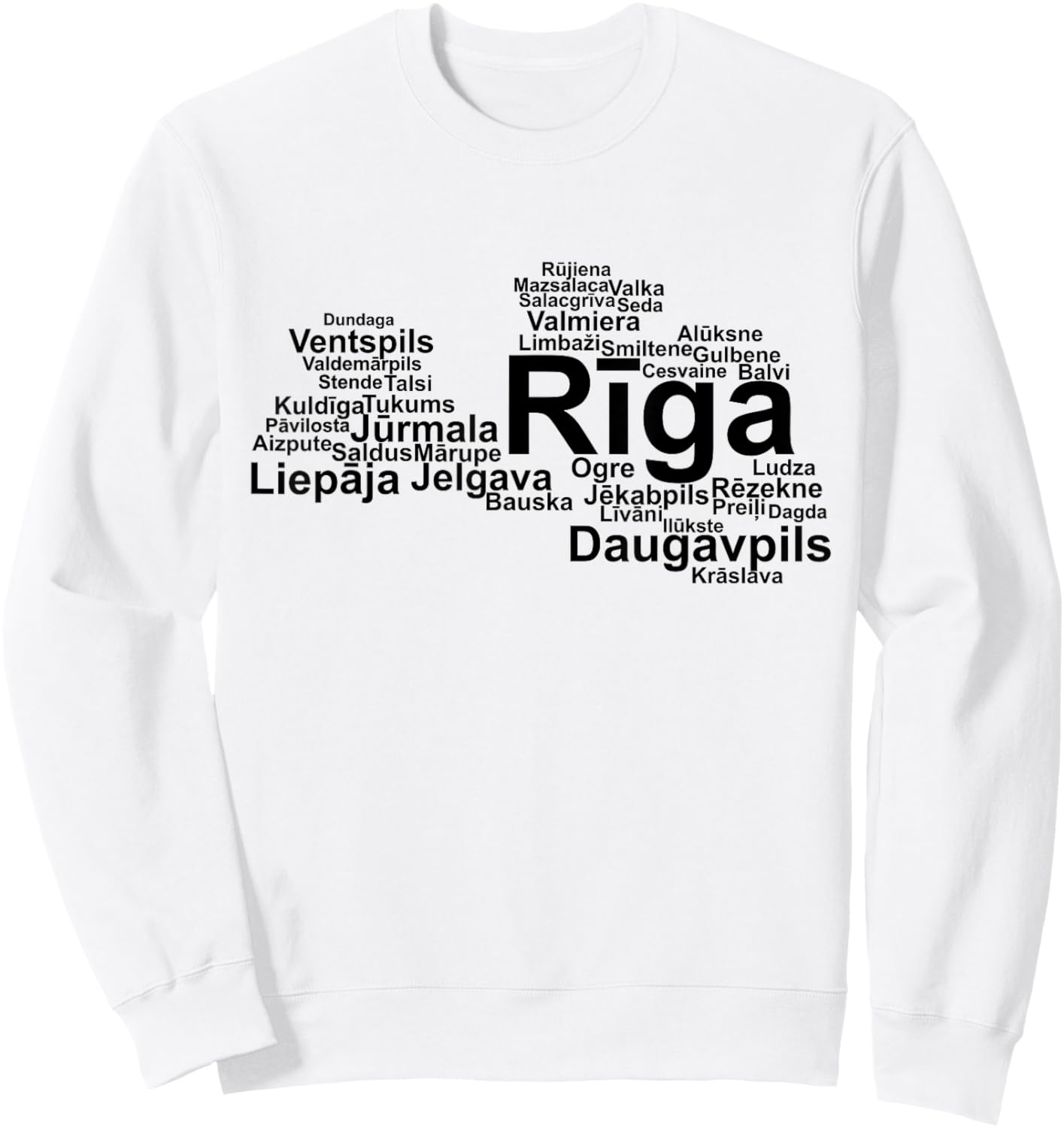 Latvian Towns, Latvia Pride, Latvia Outline, Latvia Sweatshirt - Sweatshirt | White