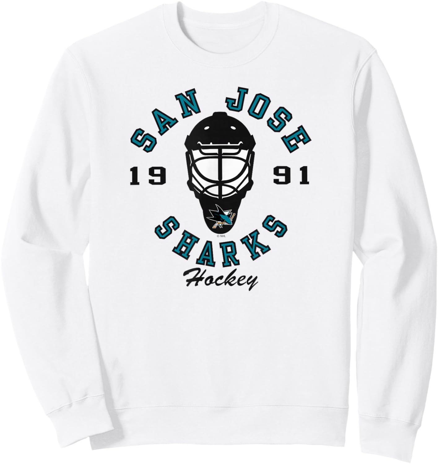 San Jose Sharks Hockey Mask Gray Officially Licensed Sweatshirt - Sweatshirt | White