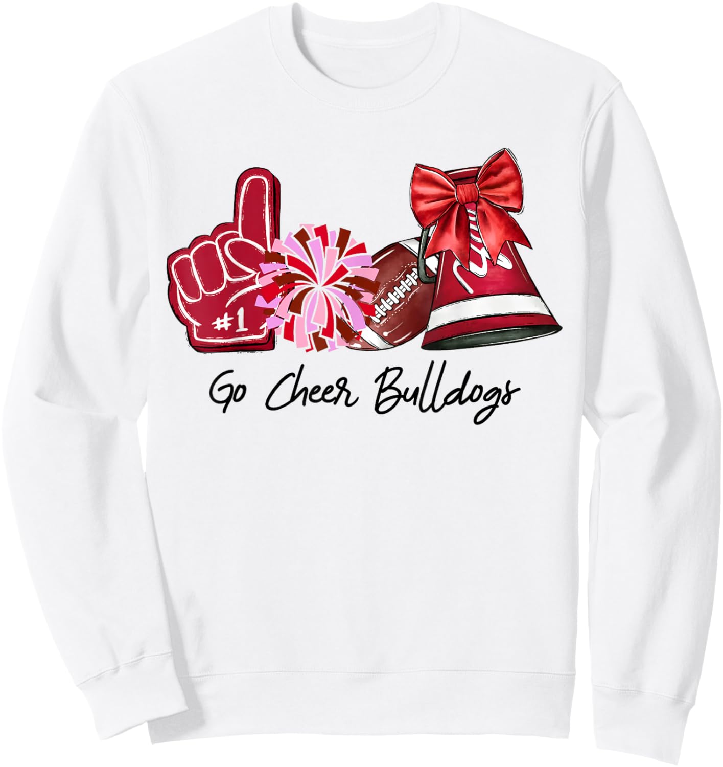 Go Cheer Bulldogs Sports Name Gifts Men Women Boy Girl Sweatshirt - Sweatshirt | White