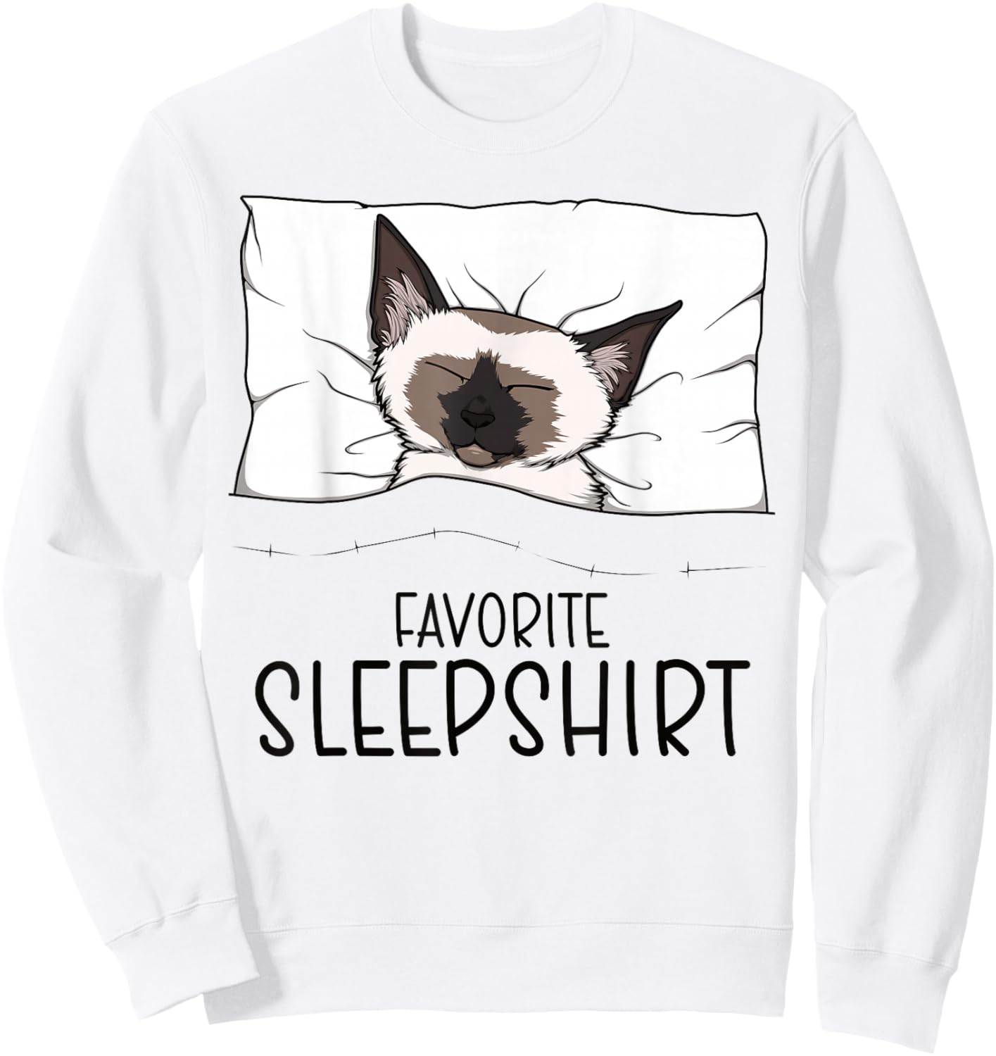 Favorite Sleepshirt Siamese Cat, Napping Meezer Sweatshirt - Sweatshirt | White
