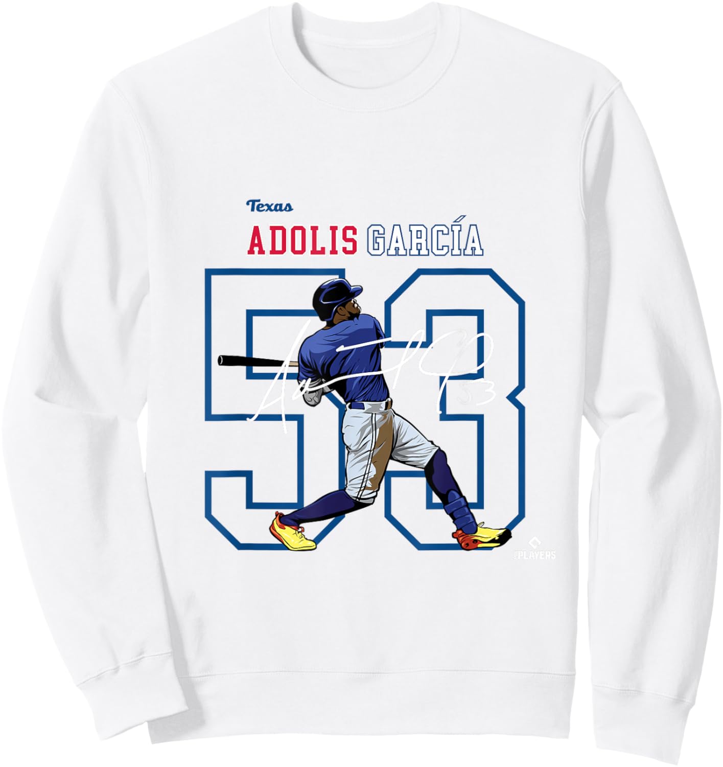 License Champs Adolis Garcia | Texas Baseball Players | MLBAGA3004 Sweatshirt - Sweatshirt | White