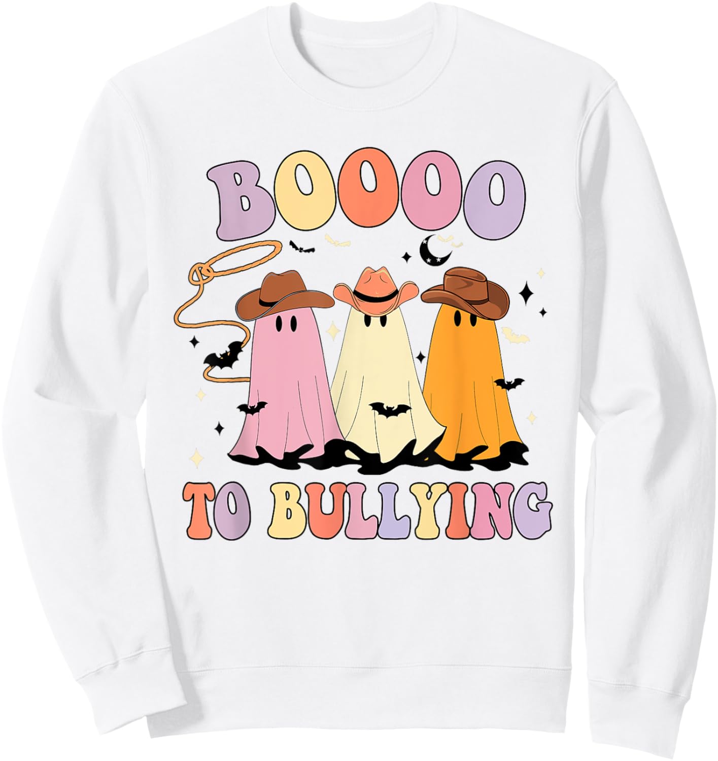 Boo To Bullying Cowboy Anti Bullying Ghost Unity Day Orange Sweatshirt - Sweatshirt | White