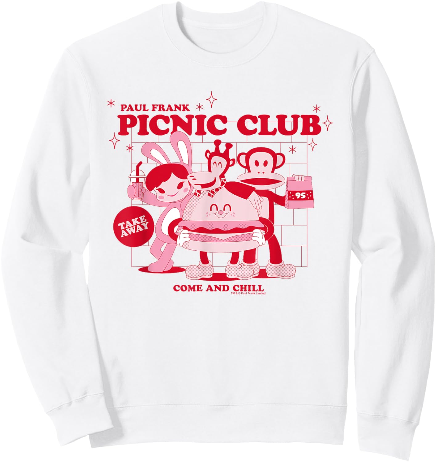 Paul Frank Diner Picnic Club Takeaway Julius Monkey & Co Sweatshirt - Sweatshirt | White