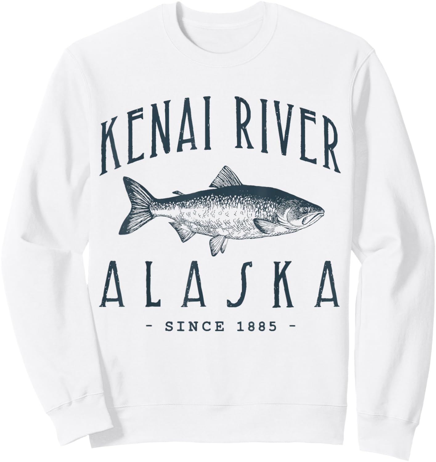 KENAI RIVER ALASKA, a Fishing Retro Design Sweatshirt - Sweatshirt | White