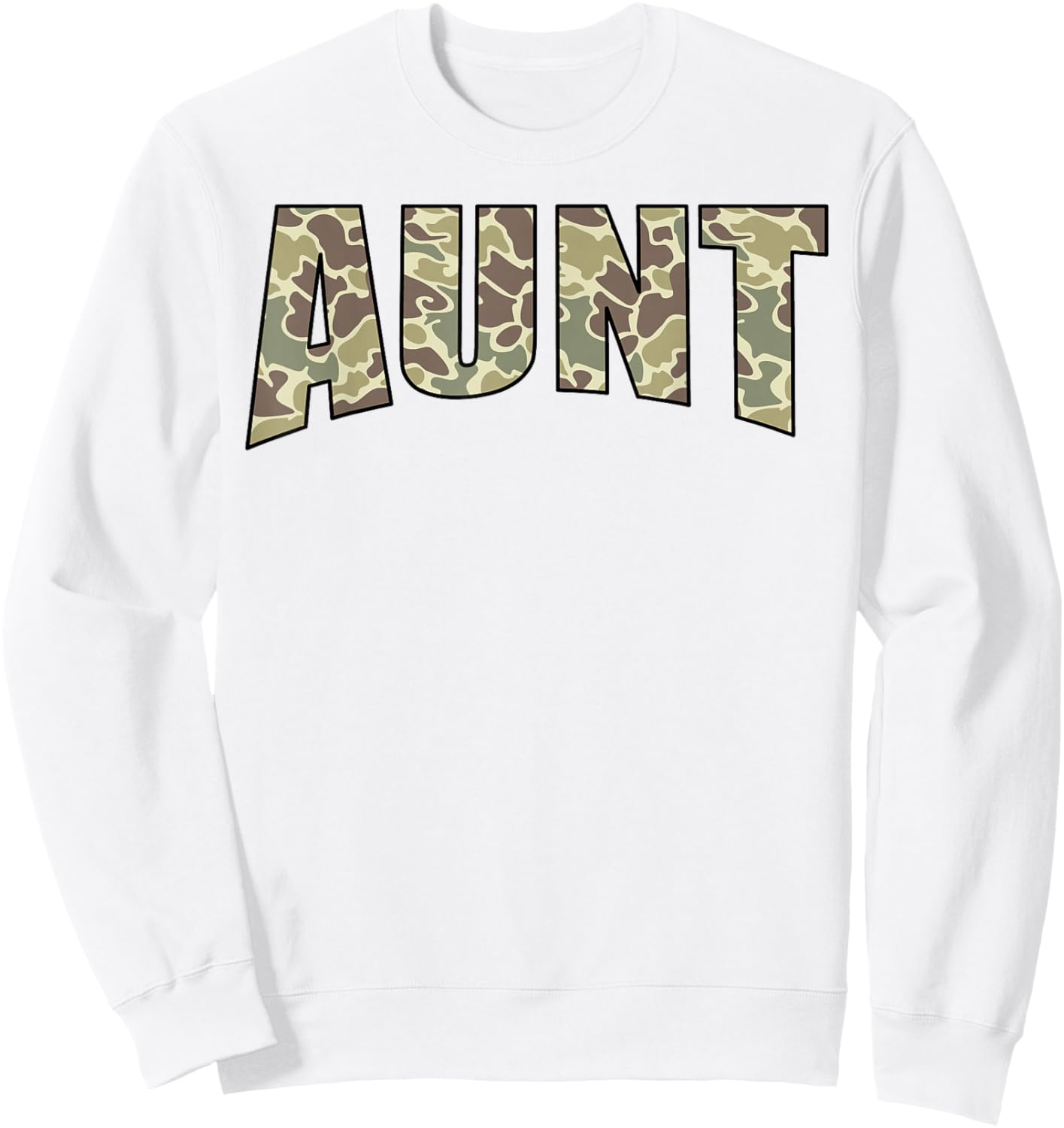 Vintage Aunt Camo US Flag Old Camouflage Hunting Season Sweatshirt - Sweatshirt | White
