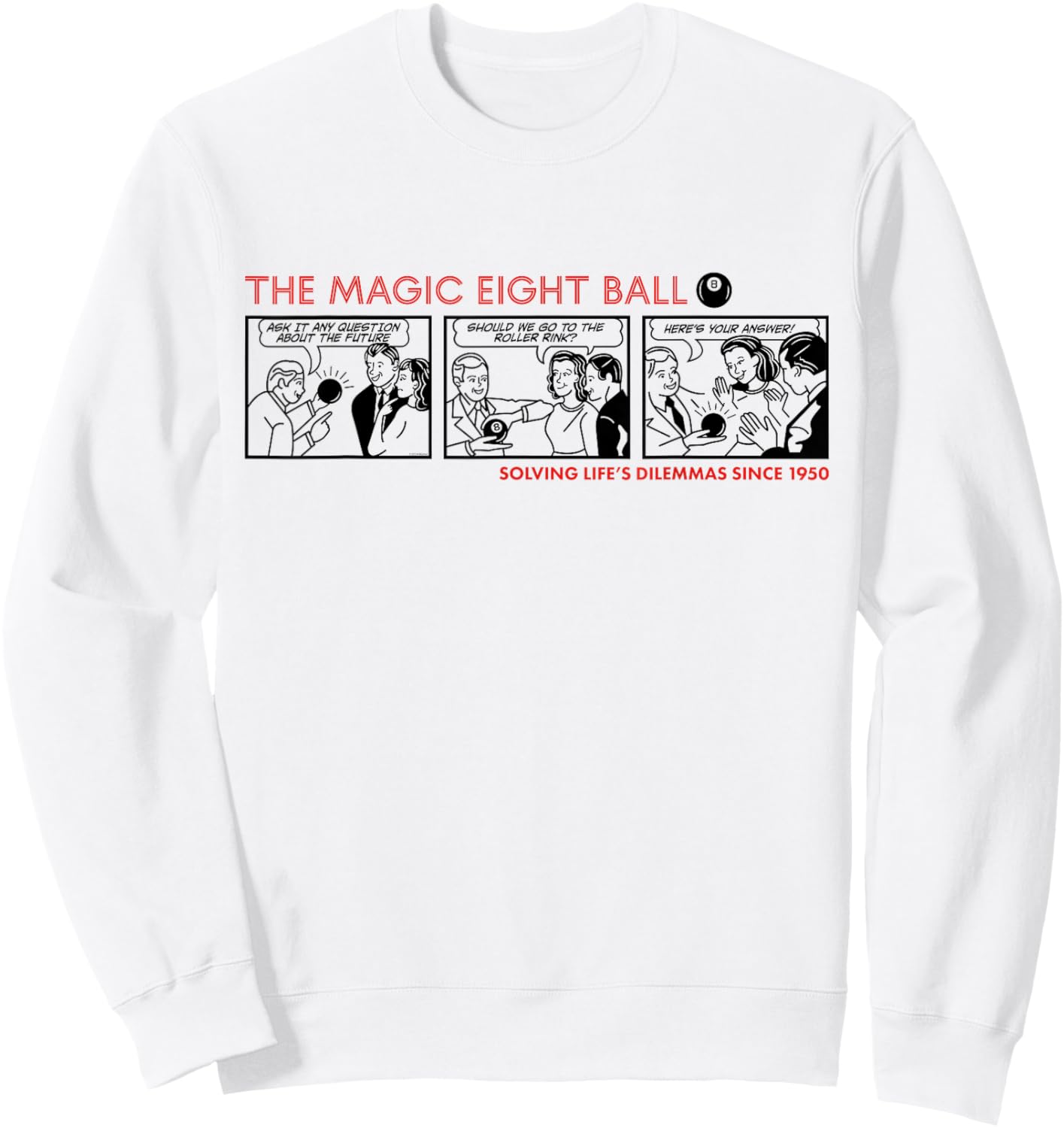 Magic 8 Ball Vintage Comic Panels Sweatshirt - Sweatshirt | White