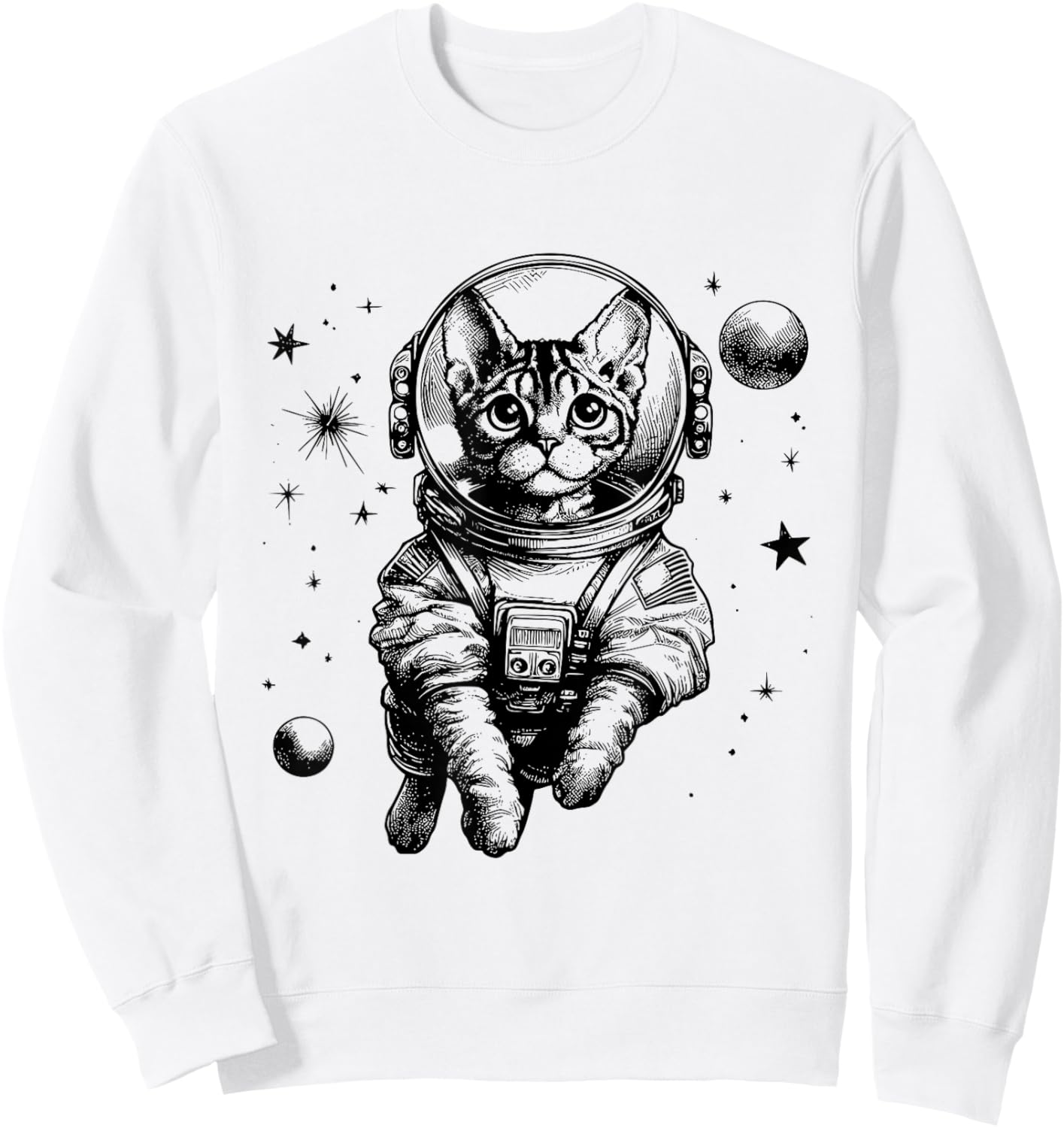 Cat Dad Mom Space - Astronaut Devon Rex Sweatshirt - Sweatshirt | White