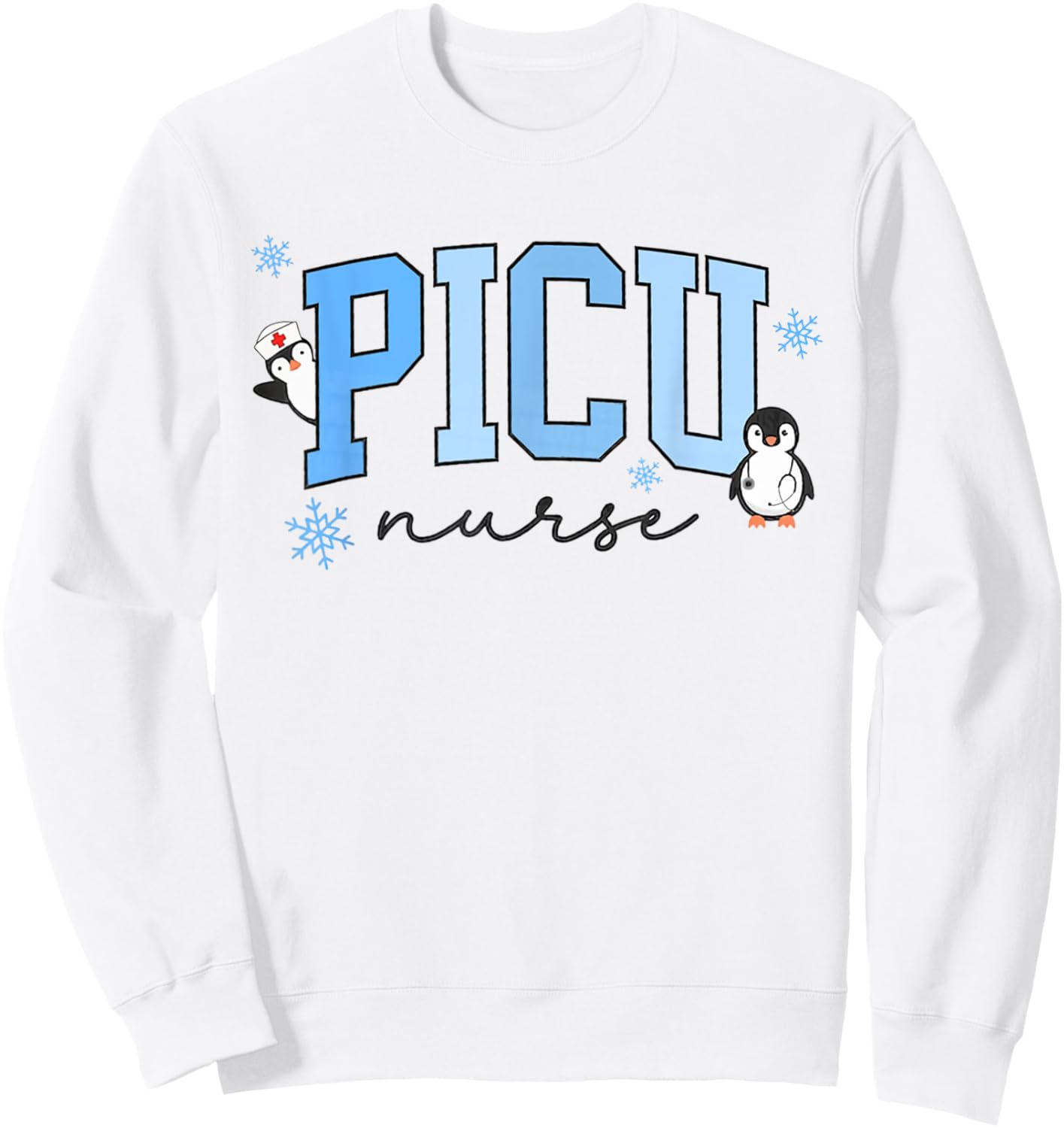 Merry PICU Nurse Christmas Pediatric ICU Nurse Holiday Sweatshirt - Sweatshirt | White