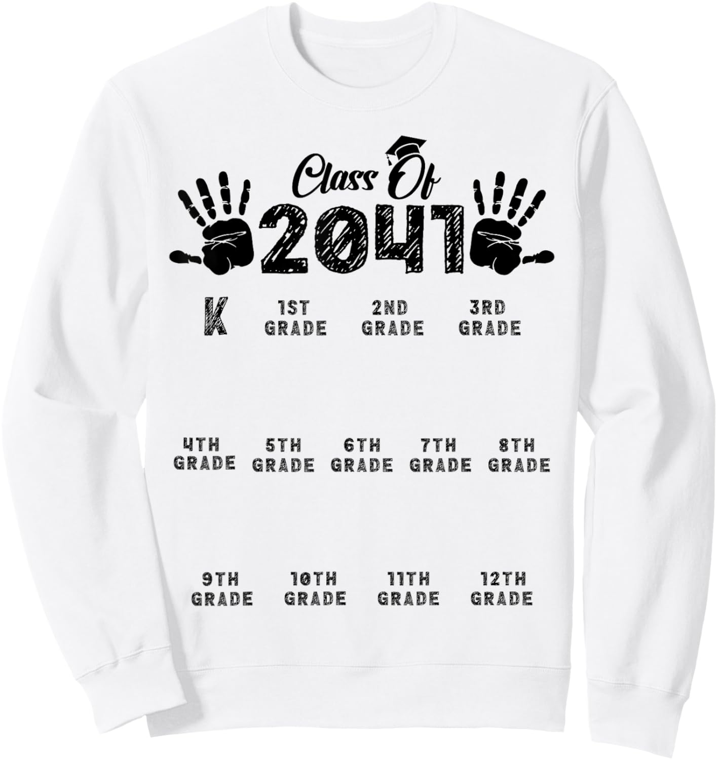 Class Of 2041 Grow With Me Handprint Kindergarten Teachers Sweatshirt - Sweatshirt | White
