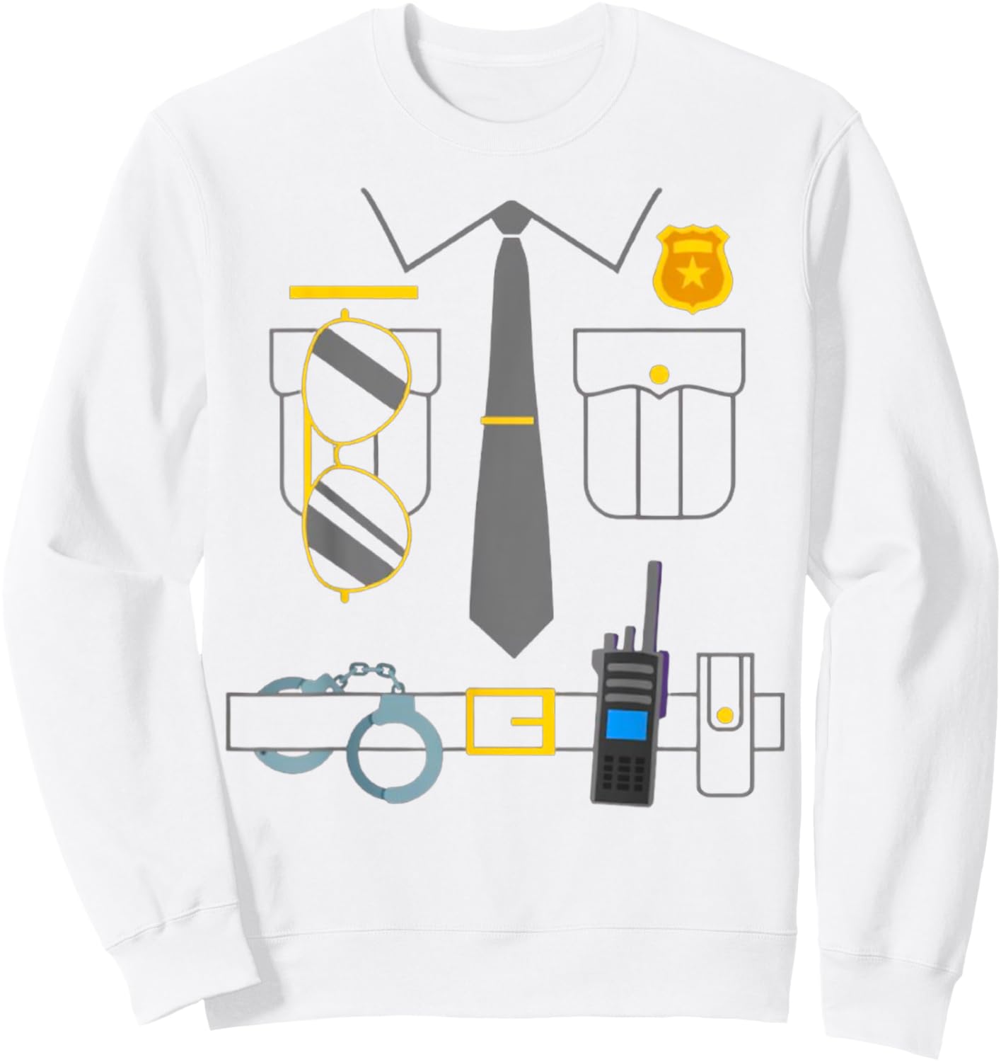 Police Costume Cop Uniform Officer Outfit Halloween Blue Sweatshirt - Sweatshirt | White