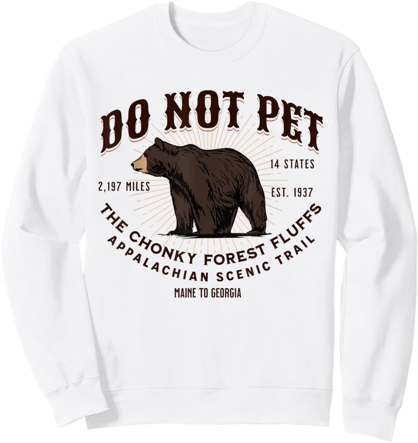 Appalachian Trail Scenic Hiking Black Bear Funny Souvenir Sweatshirt - Sweatshirt | White