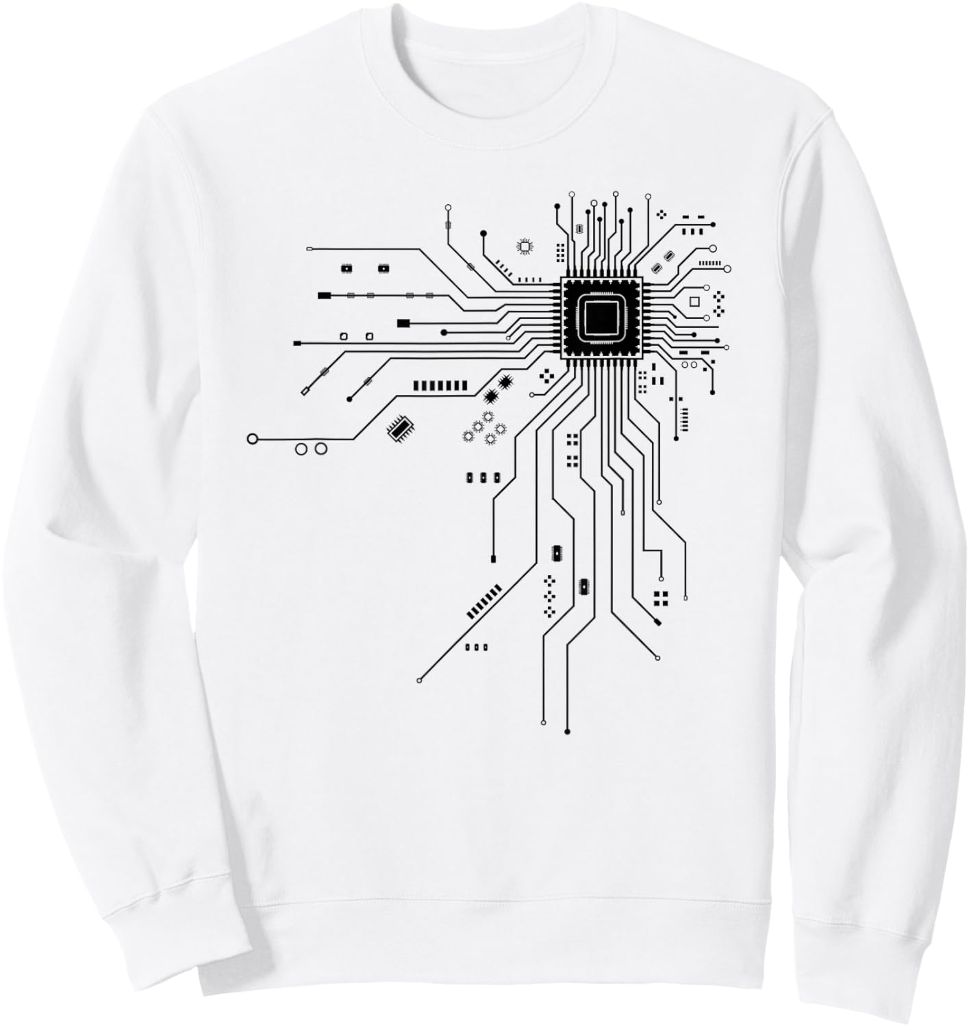 Funny Computer Geek PCB Design CPU Chip Board Sweatshirt - Sweatshirt | White
