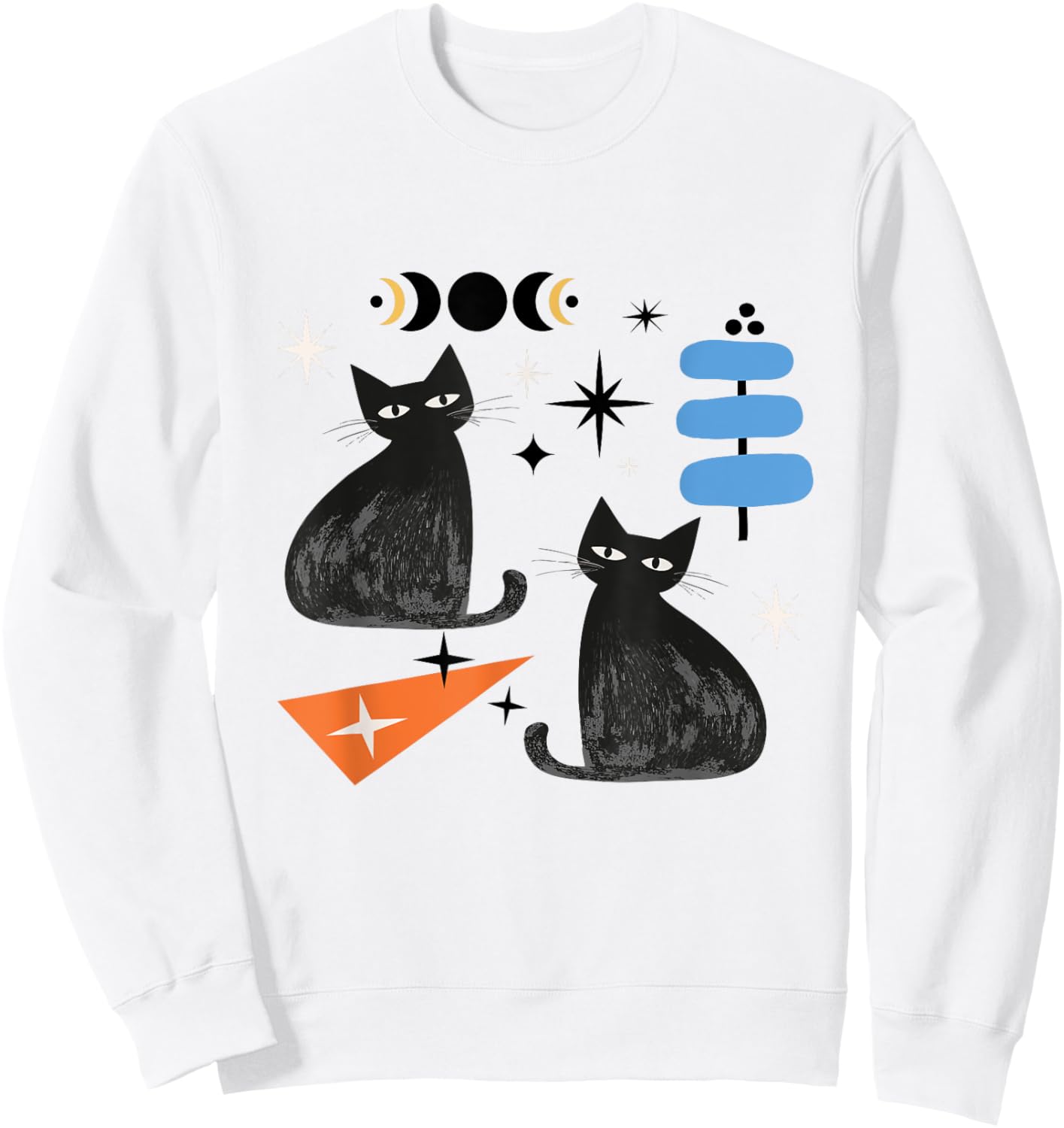 Atomic Age Cat Midcentury Mid Century Retro Space Modern Men Women Kids Sweatshirt - Sweatshirt | White