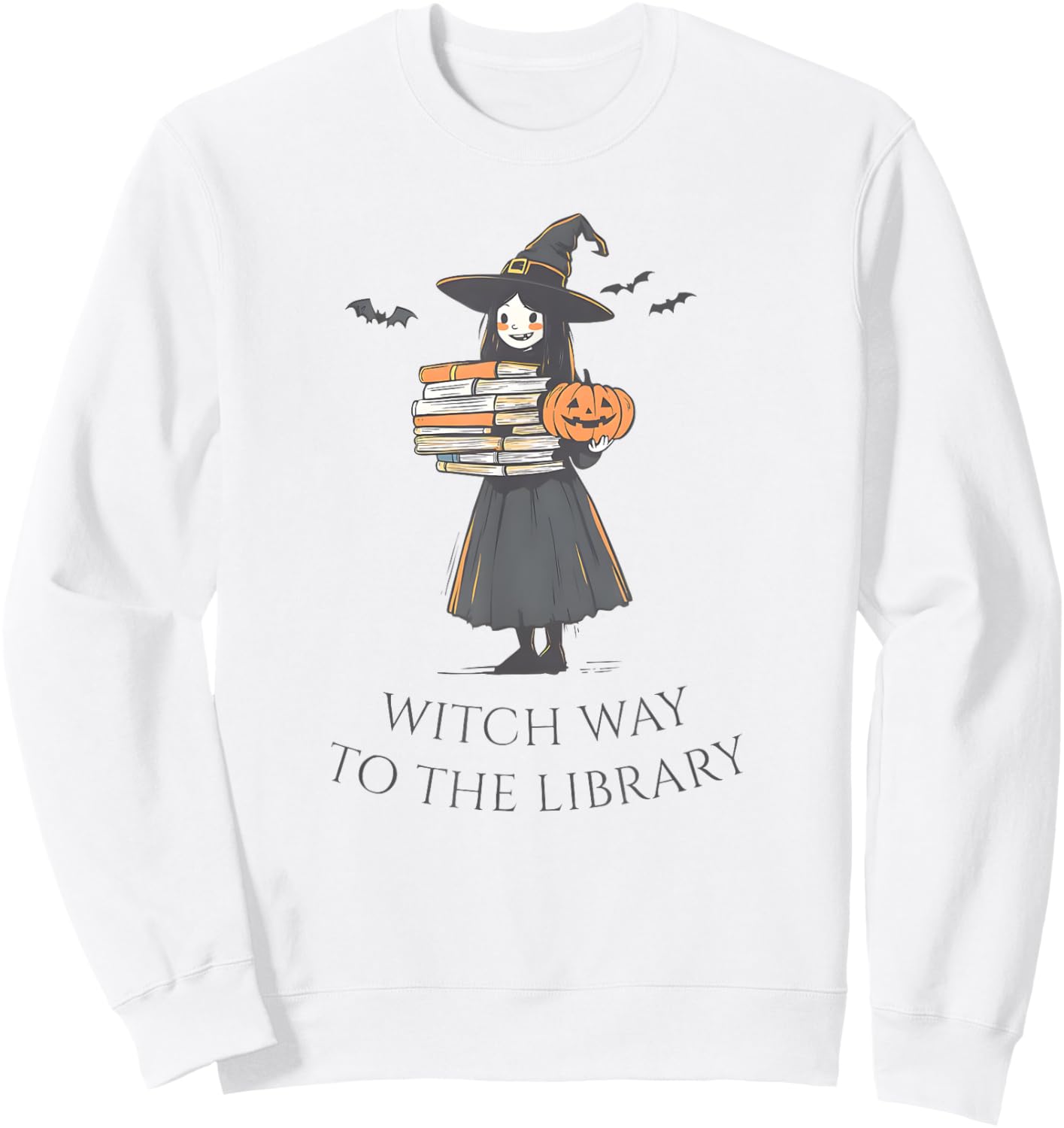 Witch Way To The Library, Halloween Librarian, Book Lover Sweatshirt - Sweatshirt | White