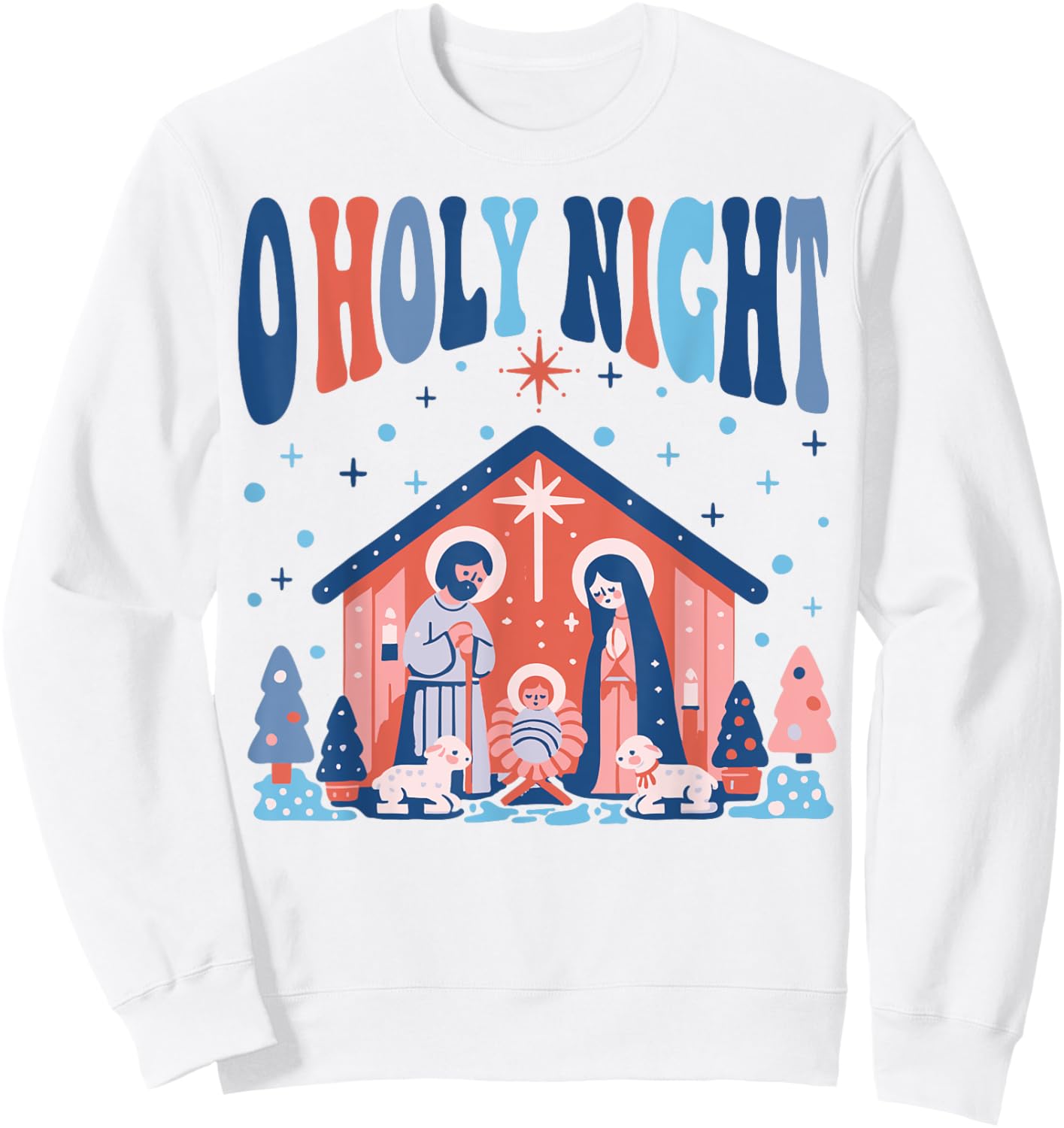 Oh Holy Night Silent Night Christmas Boho Christian Jesus Sweatshirt - Sweatshirt | White