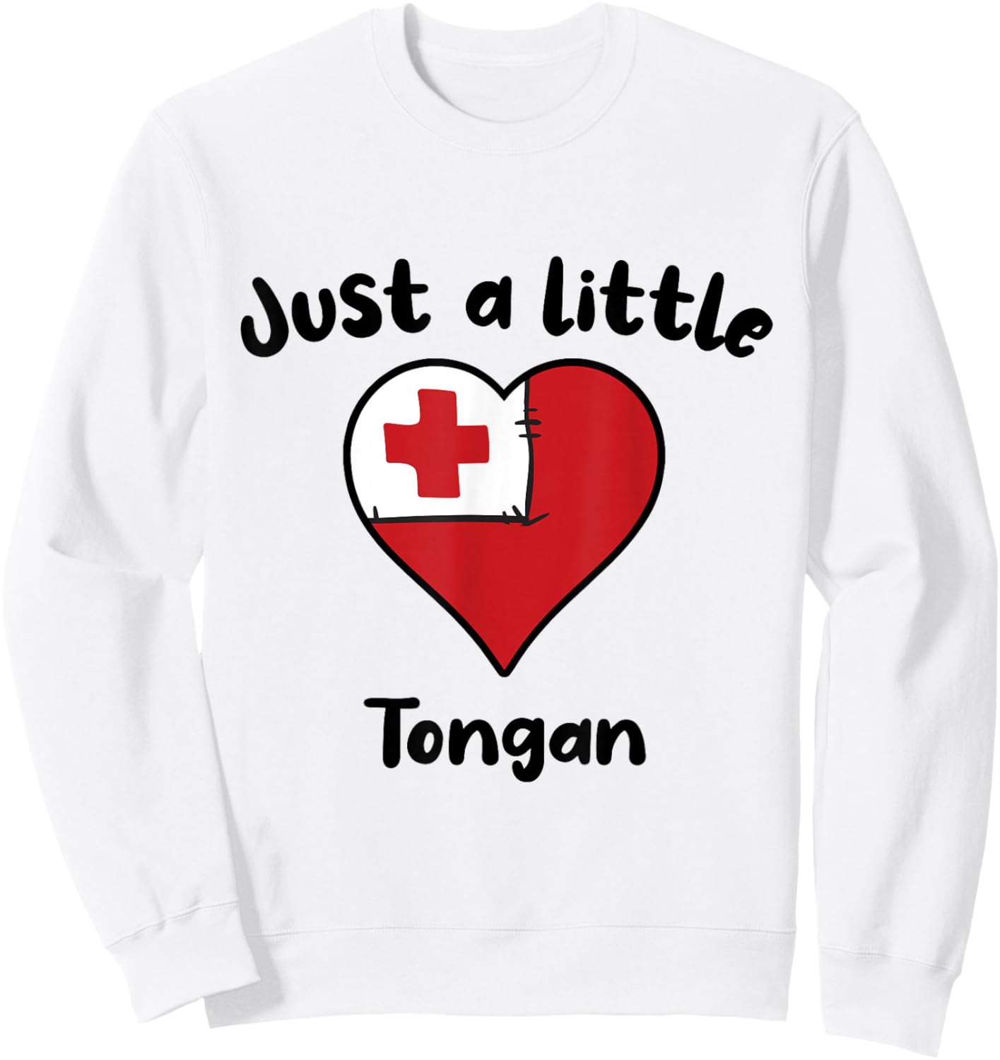 Just A Little Tongan Cute Tonga Flag Heart Sweatshirt - Sweatshirt | White