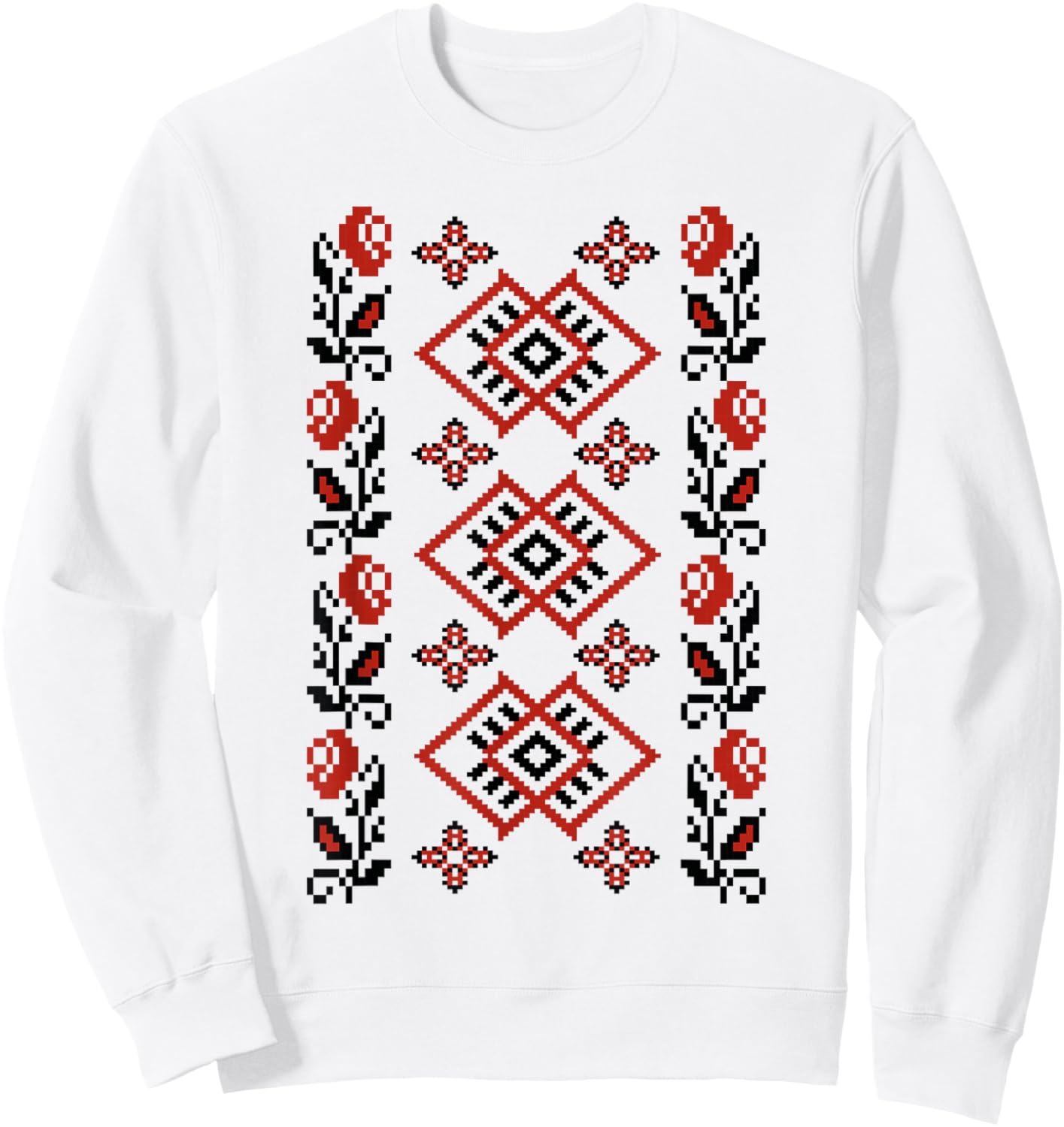Noi Suntem Romani Traditional Romanian Folk Art Motifs Sweatshirt - Sweatshirt | White