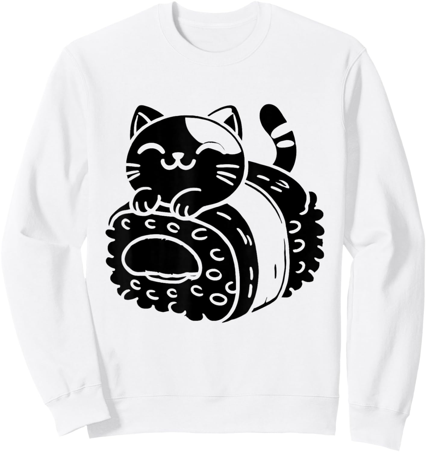 Kawaii Cat Musubi Hawaii Japanese Food Rice Sweatshirt - Sweatshirt | White