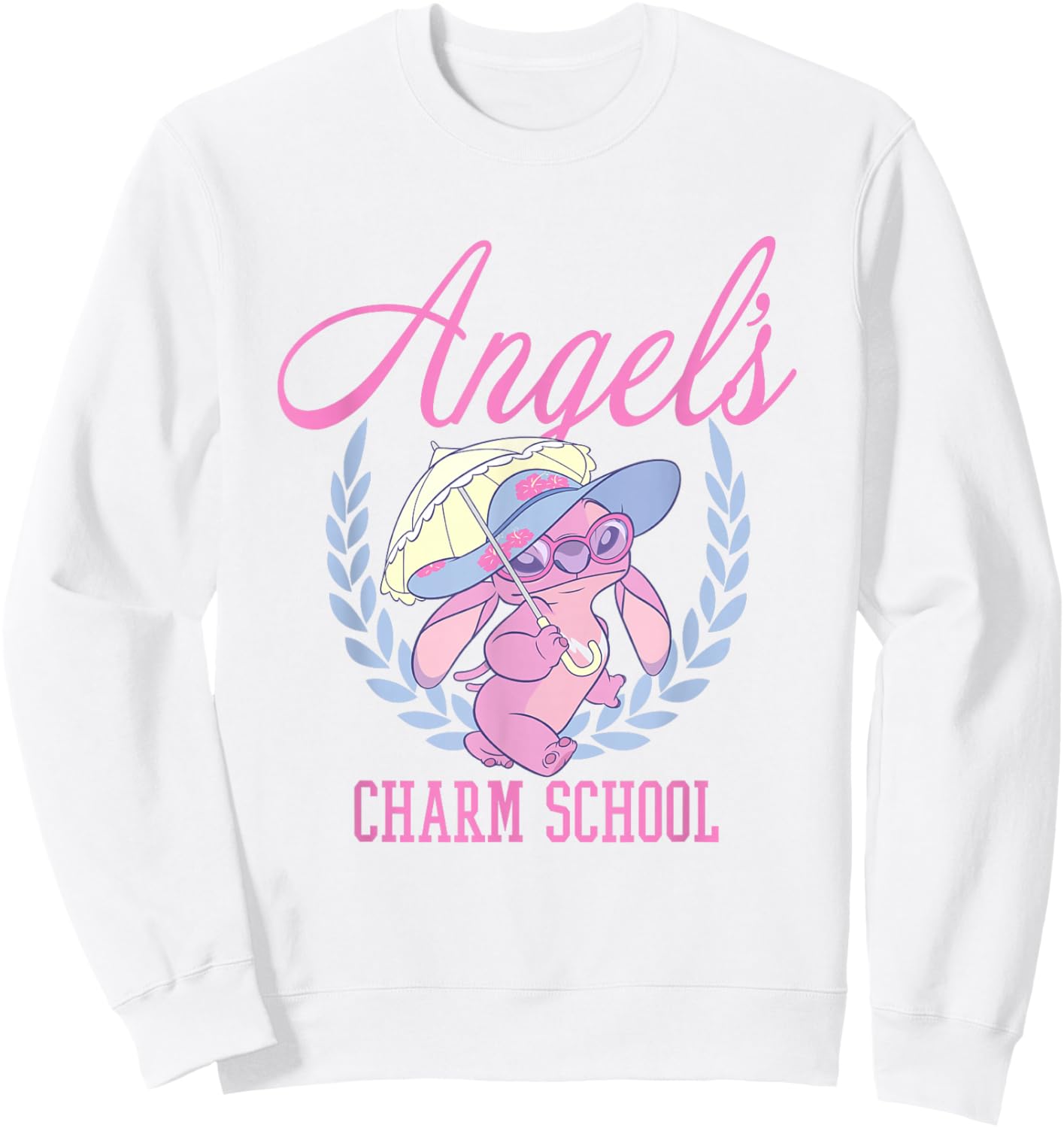 Disney Lilo & Stitch Angel's Charm School Demure College Sweatshirt - Sweatshirt | White