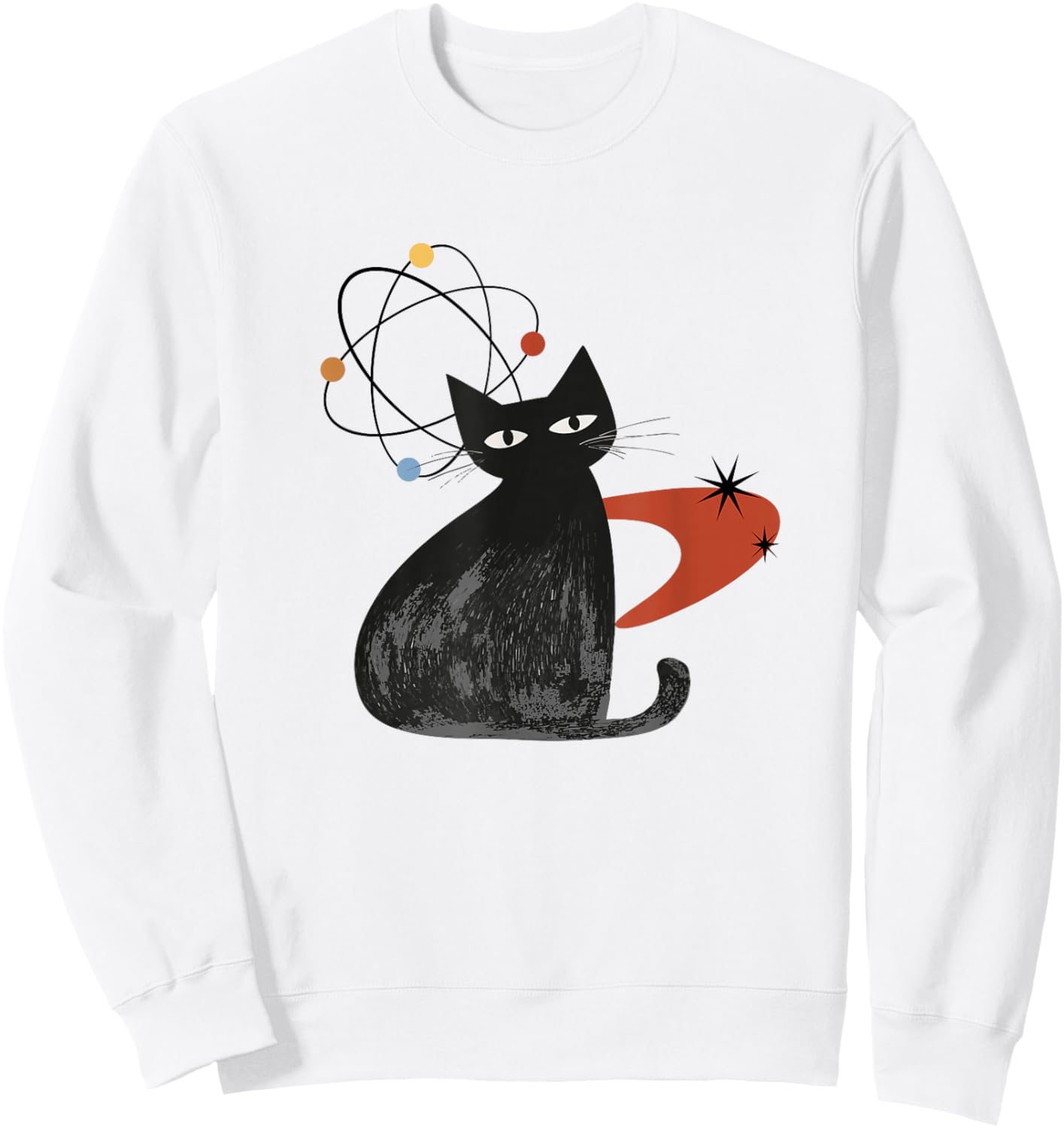 Cat Midcentury Mid Century Retro Atomic Age Space Modern Sweatshirt - Sweatshirt | White