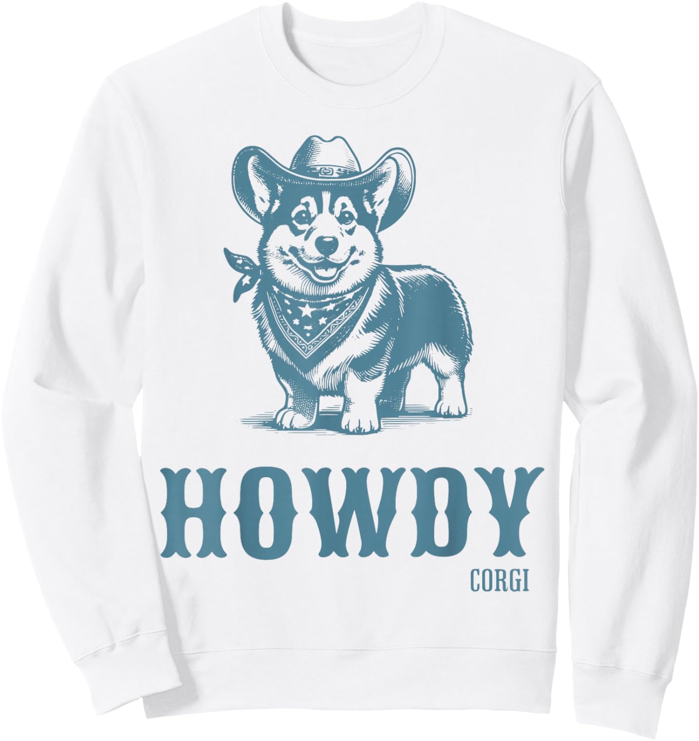 Retro Howdy Corgi Cowboy Western Country Cowboy Cowgirl Sweatshirt - Sweatshirt | White