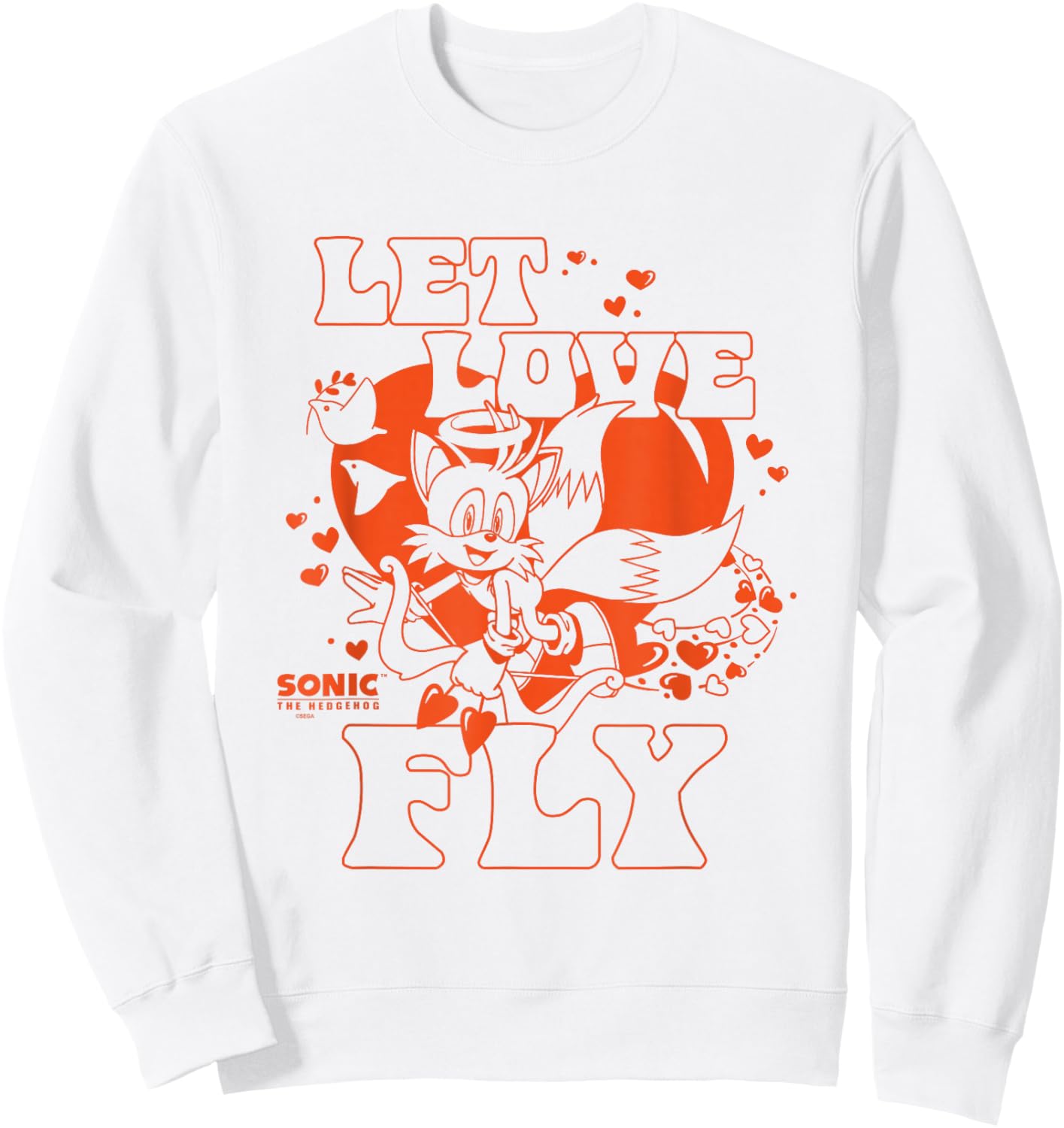 Sonic The Hedgehog Valentine's Day Let Love Fly Vintage Logo Sweatshirt - Sweatshirt | White