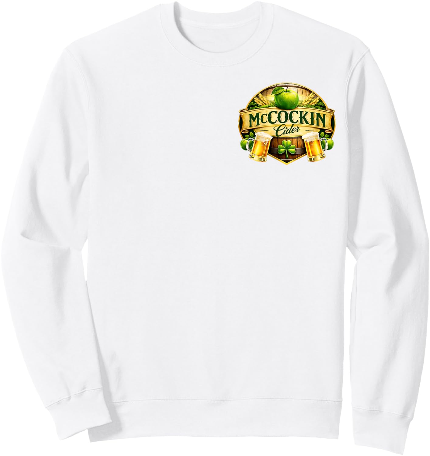 McCockin Cider McCain Funny St Patrick’s Day Adult Humor T-Shirt - Sweatshirt | White
