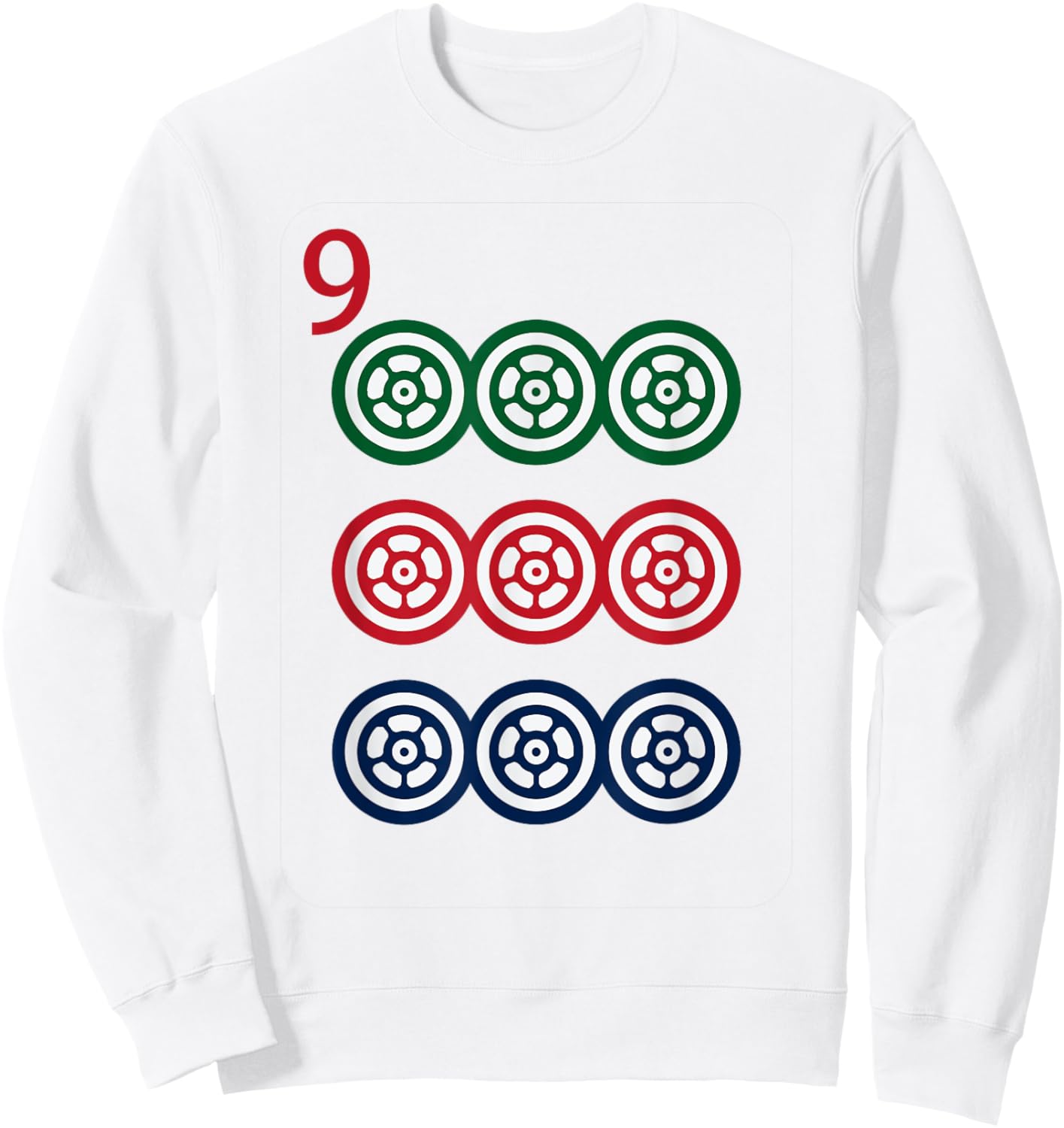 Chinese Mah Jong Dots Pinzu Nine Tile Mahjong Costume Sweatshirt - Sweatshirt | White