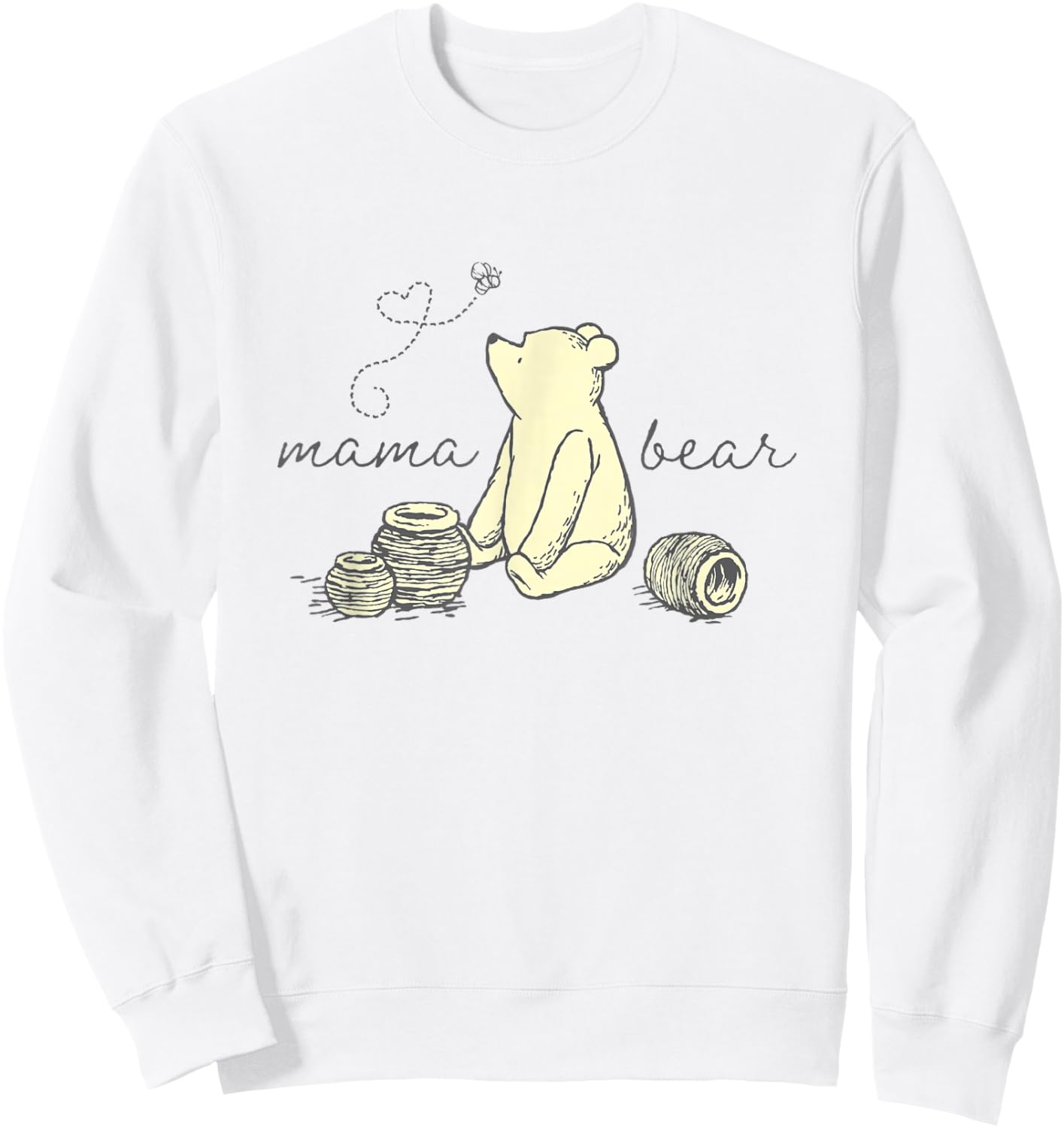 Disney Winnie the Pooh Mama Bear Cute Pooh Big Chest Logo Sweatshirt - Sweatshirt | White