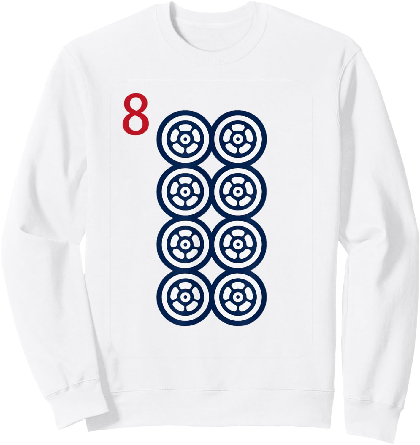 Chinese Mah Jong Dots Pinzu Eight Tile Mahjong Costume Sweatshirt - Sweatshirt | White