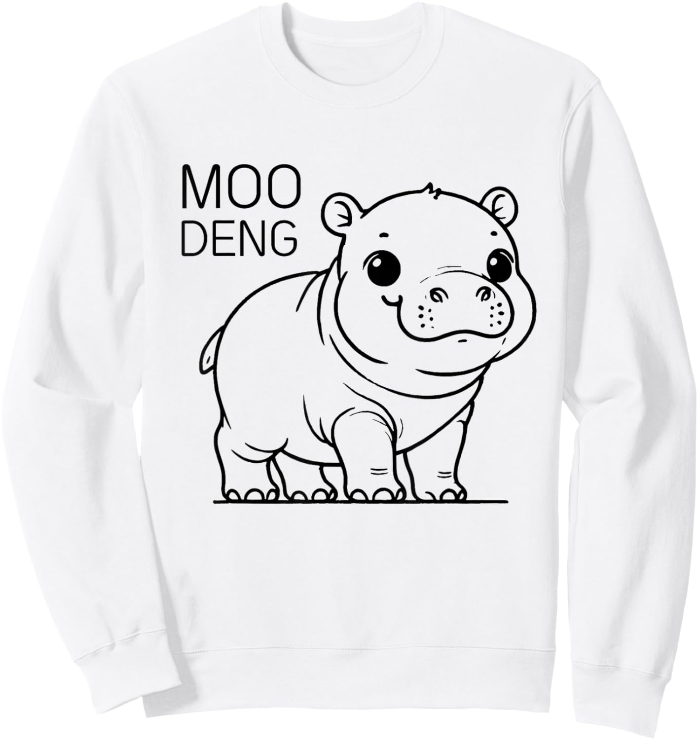 Moo-Deng Famous Baby Pygmy Hippo Minimalist Animal Art Sweatshirt - Sweatshirt | White