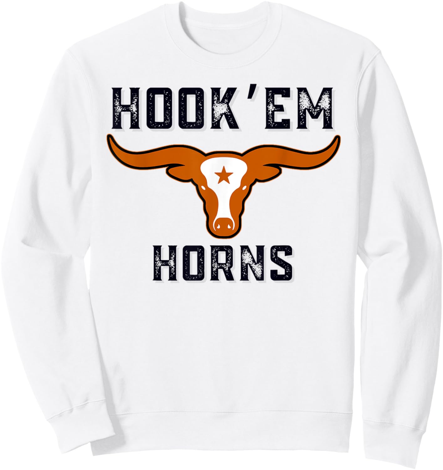 Hook'em Horns Bull from Tex and Burnt orange Sweatshirt - Sweatshirt | White