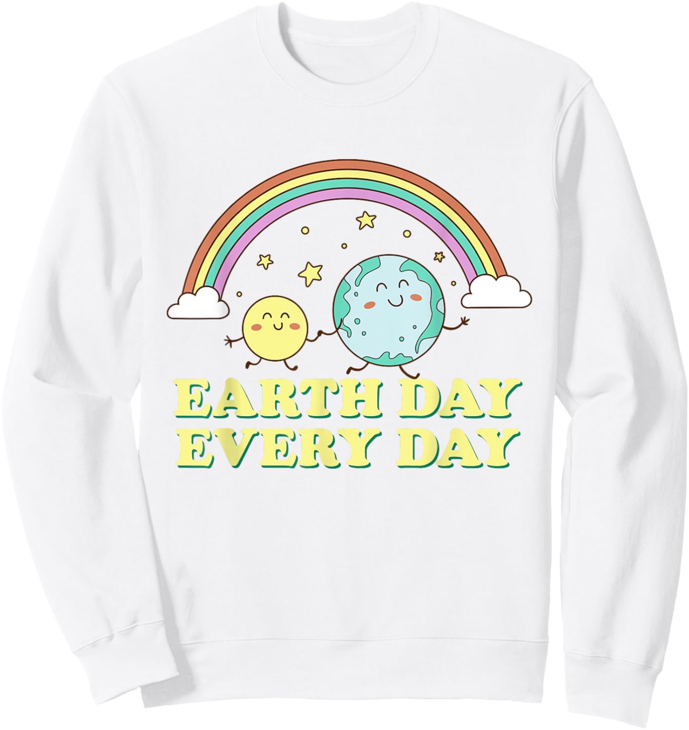 Earth Day Every Day Rainbow Globe Save the Planet Sweatshirt - Sweatshirt | White