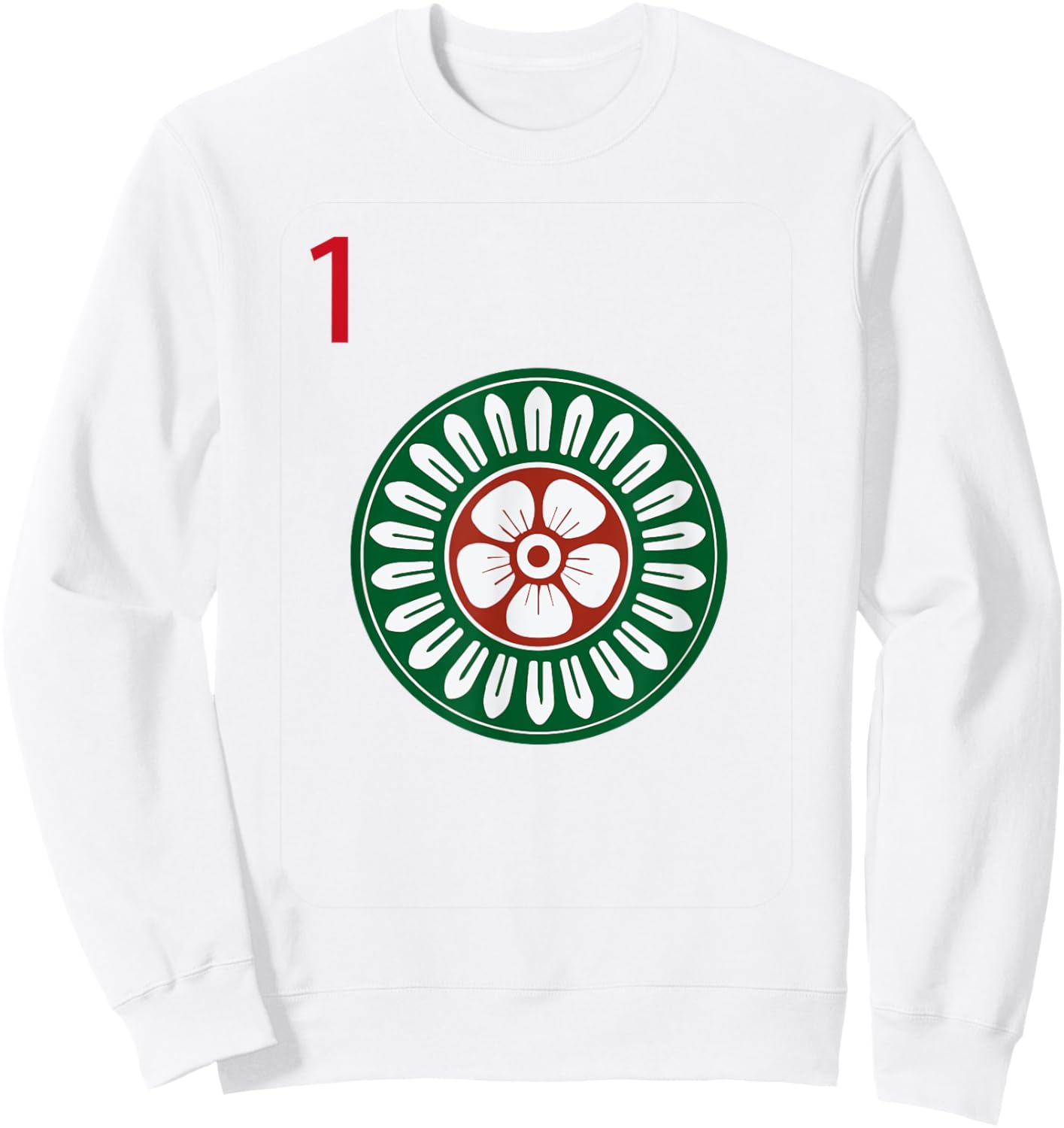 Chinese Mah Jong Dots Pinzu One Tile Mahjong Costume Sweatshirt - Sweatshirt | White