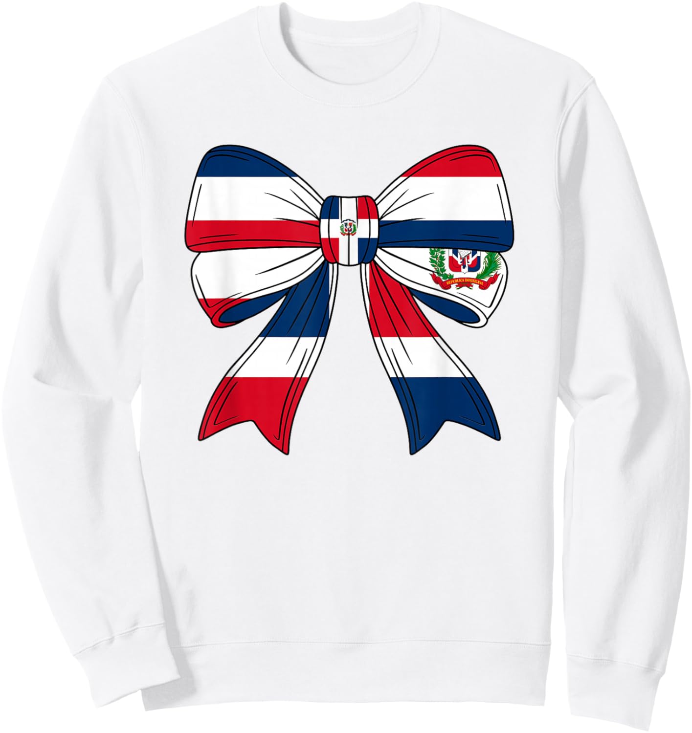Dominican Girl Women Republica Dominicana Flag Coquette Bow Sweatshirt - Sweatshirt | White
