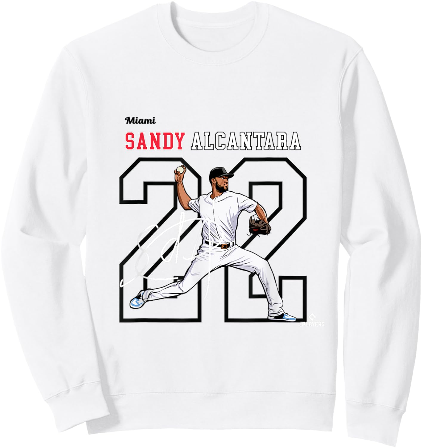 Sandy Alcantara | Miami Baseball Players | MLBSAL3005 Sweatshirt - Sweatshirt | White