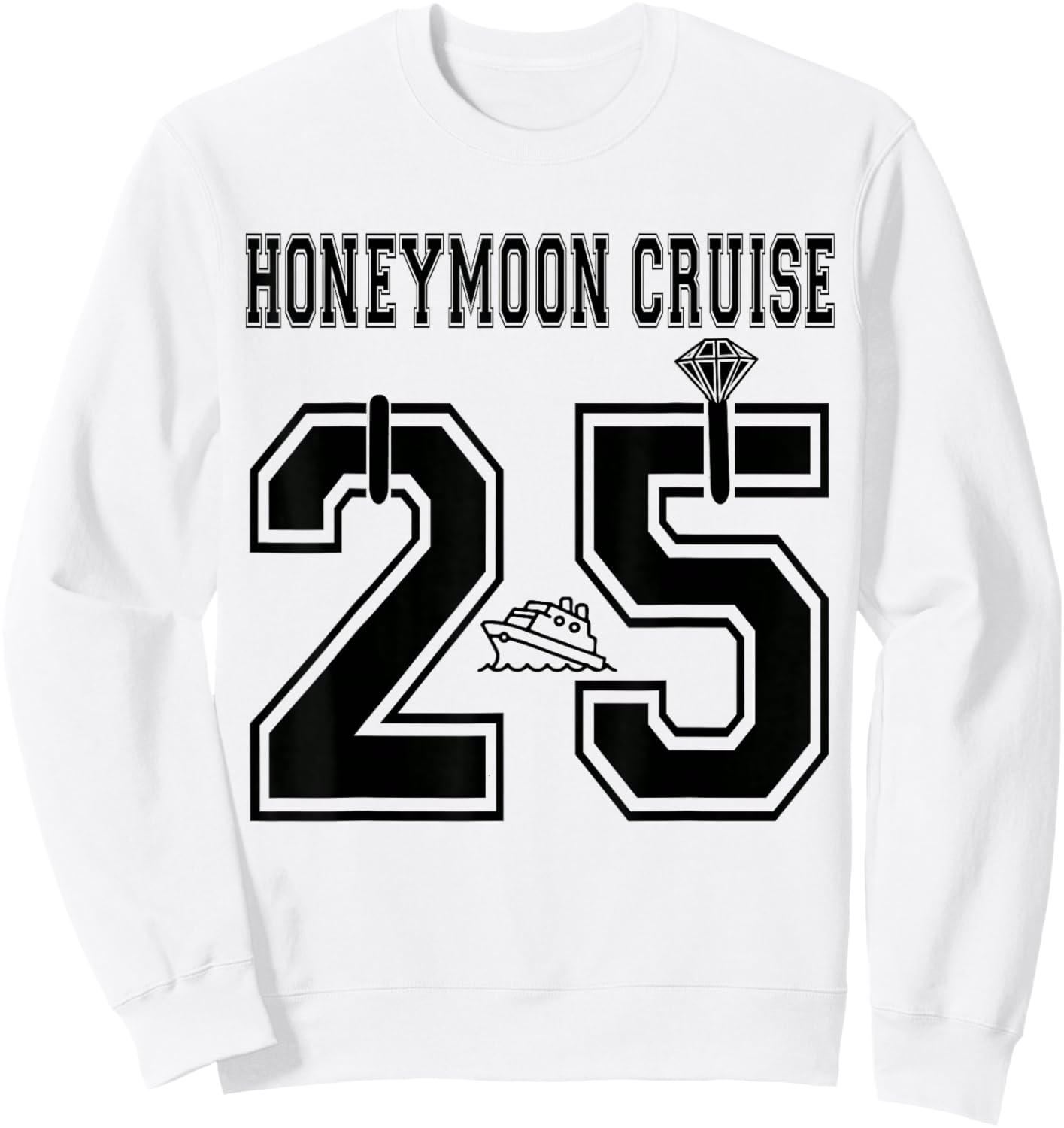 2025 Just Married Honeymoon Cruise Newlyweds Wife Husband Sweatshirt - Sweatshirt | White
