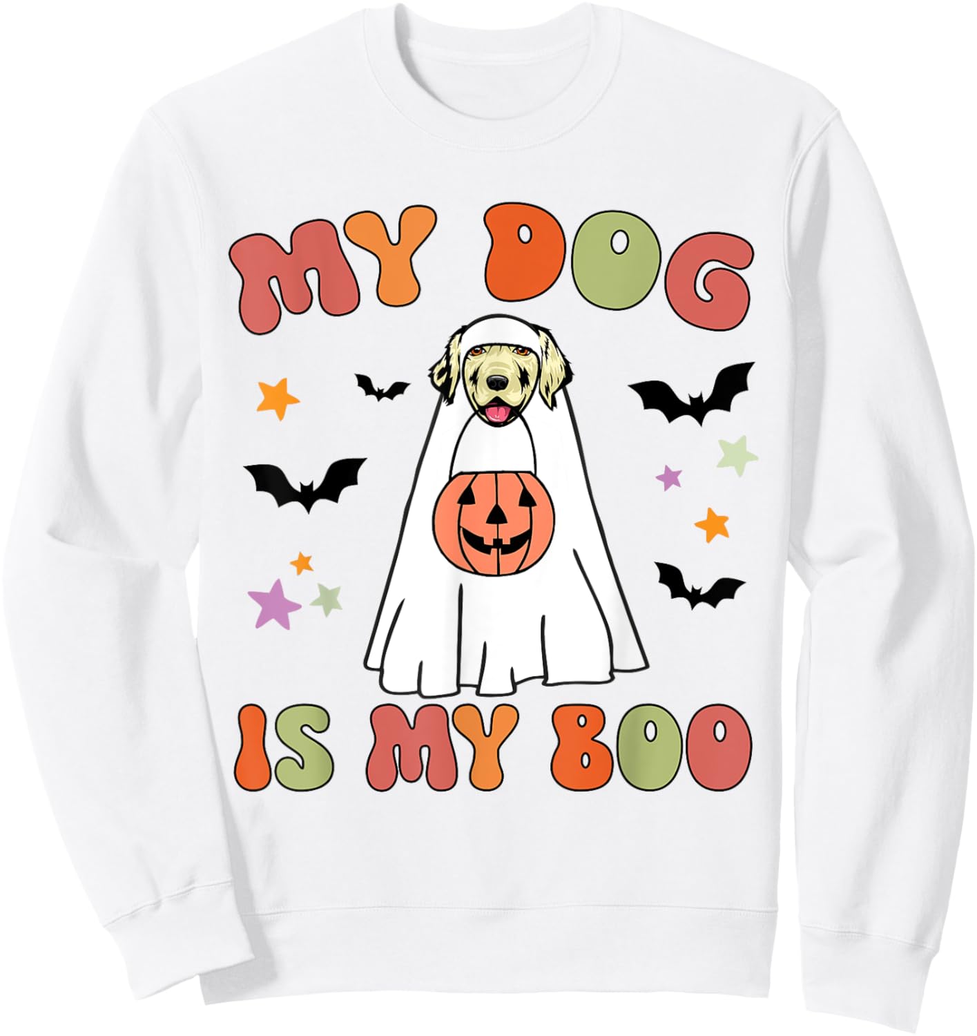 My Dog Is My Boo Cream Golden Retriever Halloween Costume Sweatshirt - Sweatshirt | White