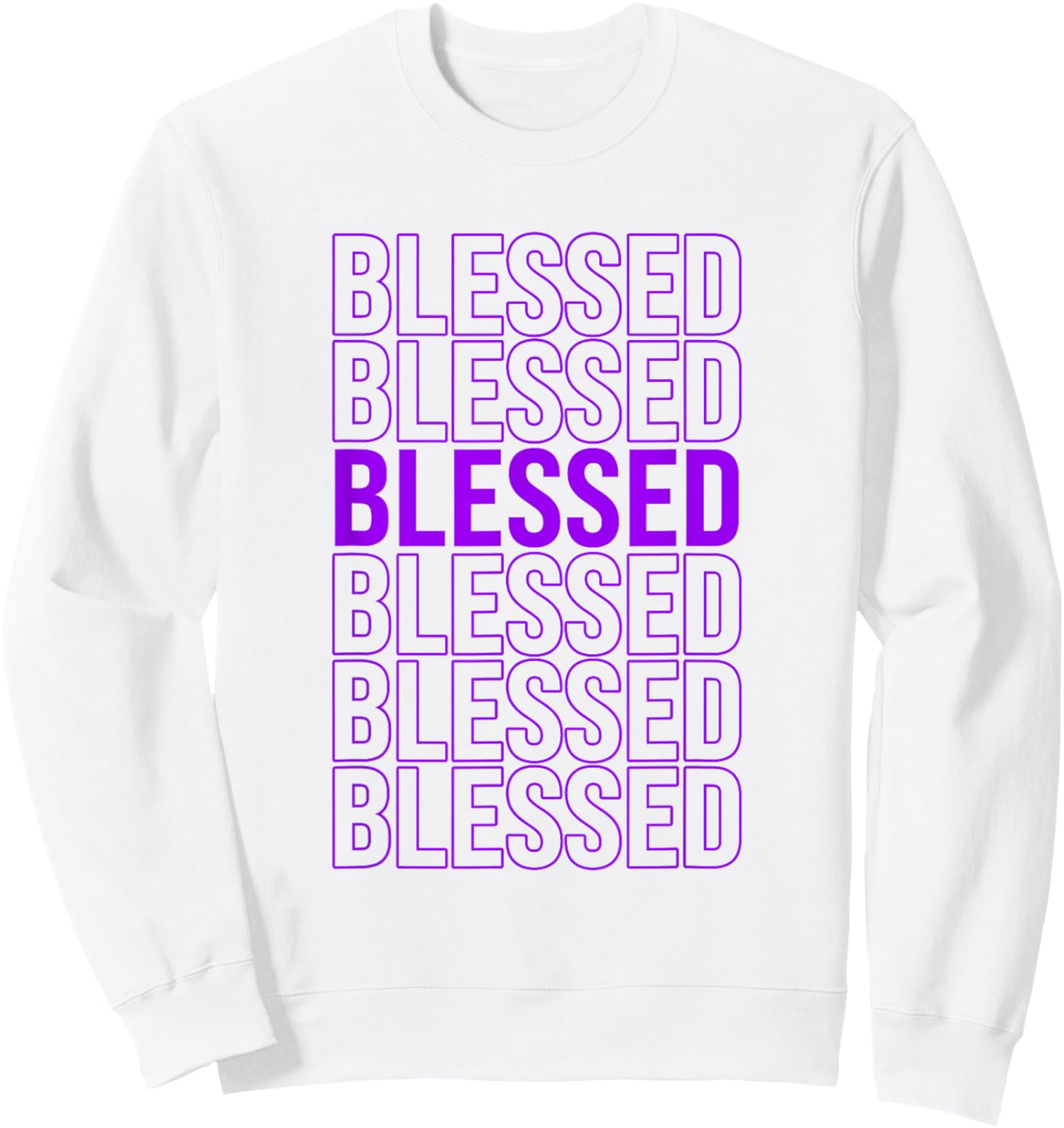 Purple and Golds Blessed-golds & Purple Color Graphic Sweatshirt - Sweatshirt | White